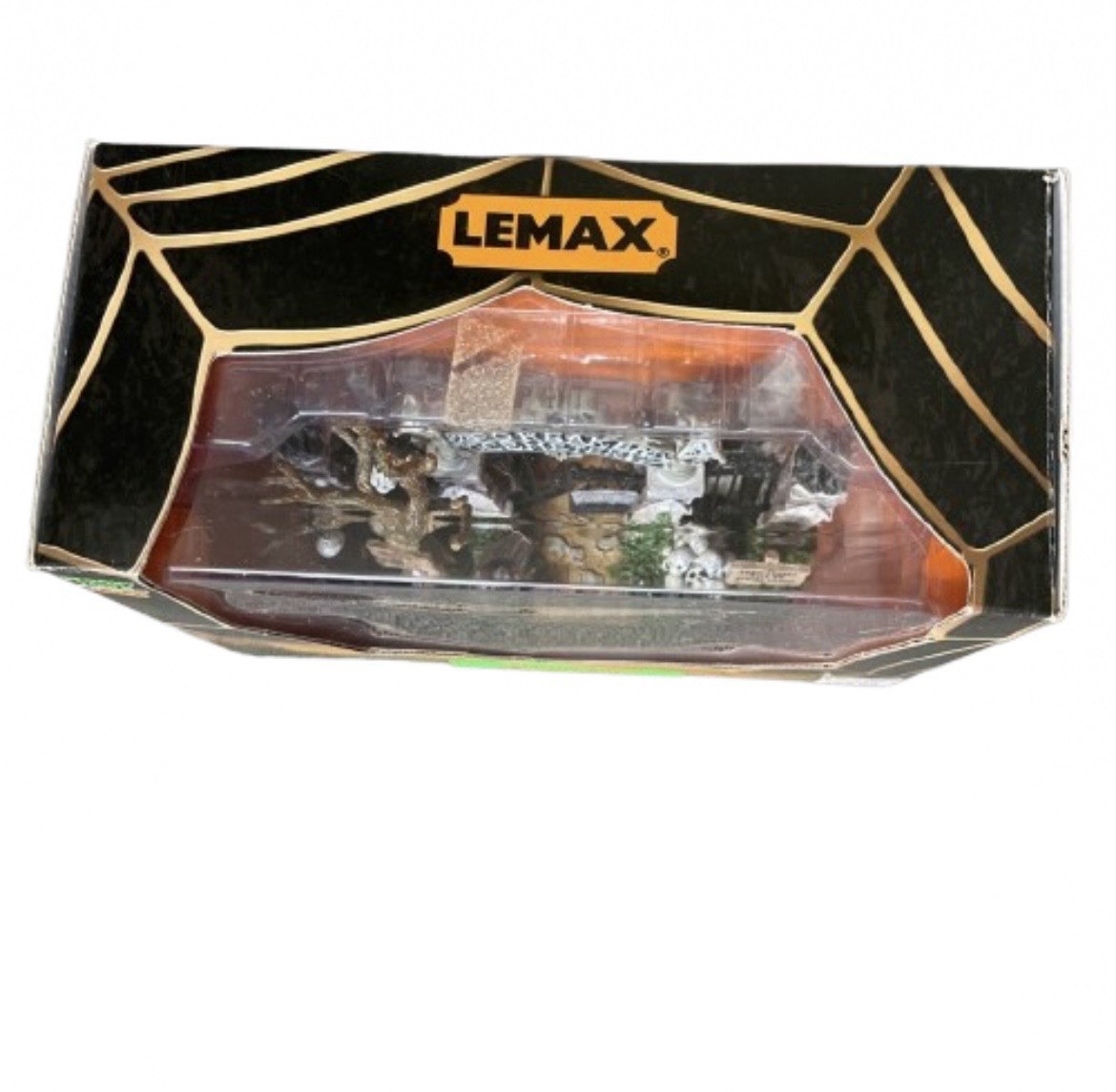 Lemax Spooky Town FORSAKEN CEMETERY GATE Graves Coffin Skeleton Halloween 43421