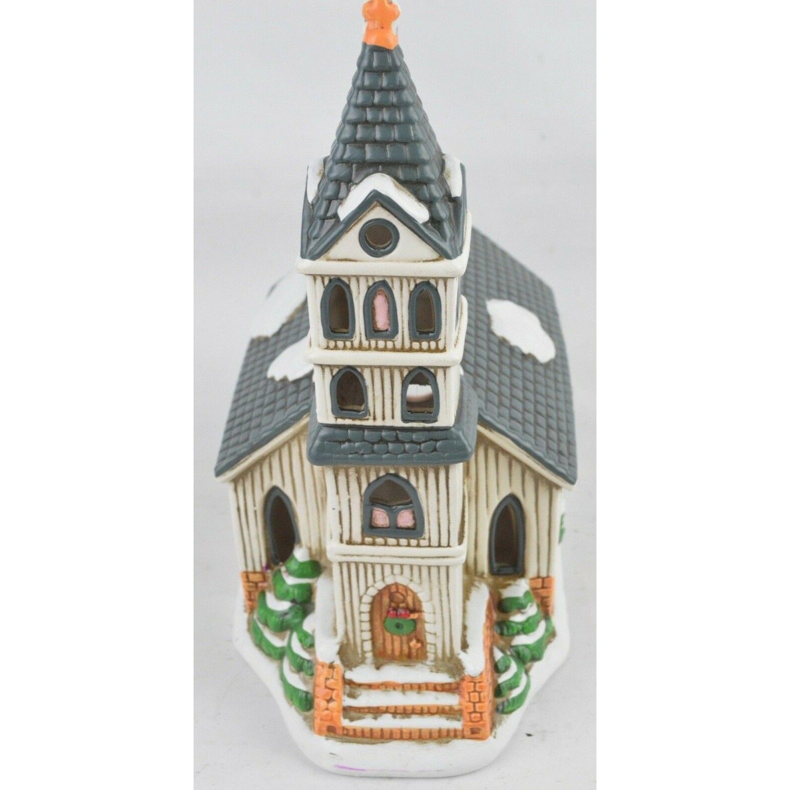 Vintage Lefton Colonial Christmas Village First Church 1989 #07333 Byron Wood