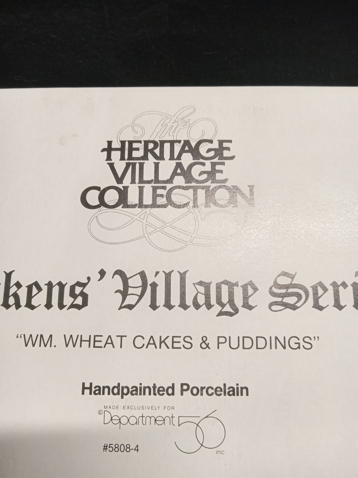 Dept 56 Dickens’ Village “Wm. Wheat Cakes & Puddings” In Box