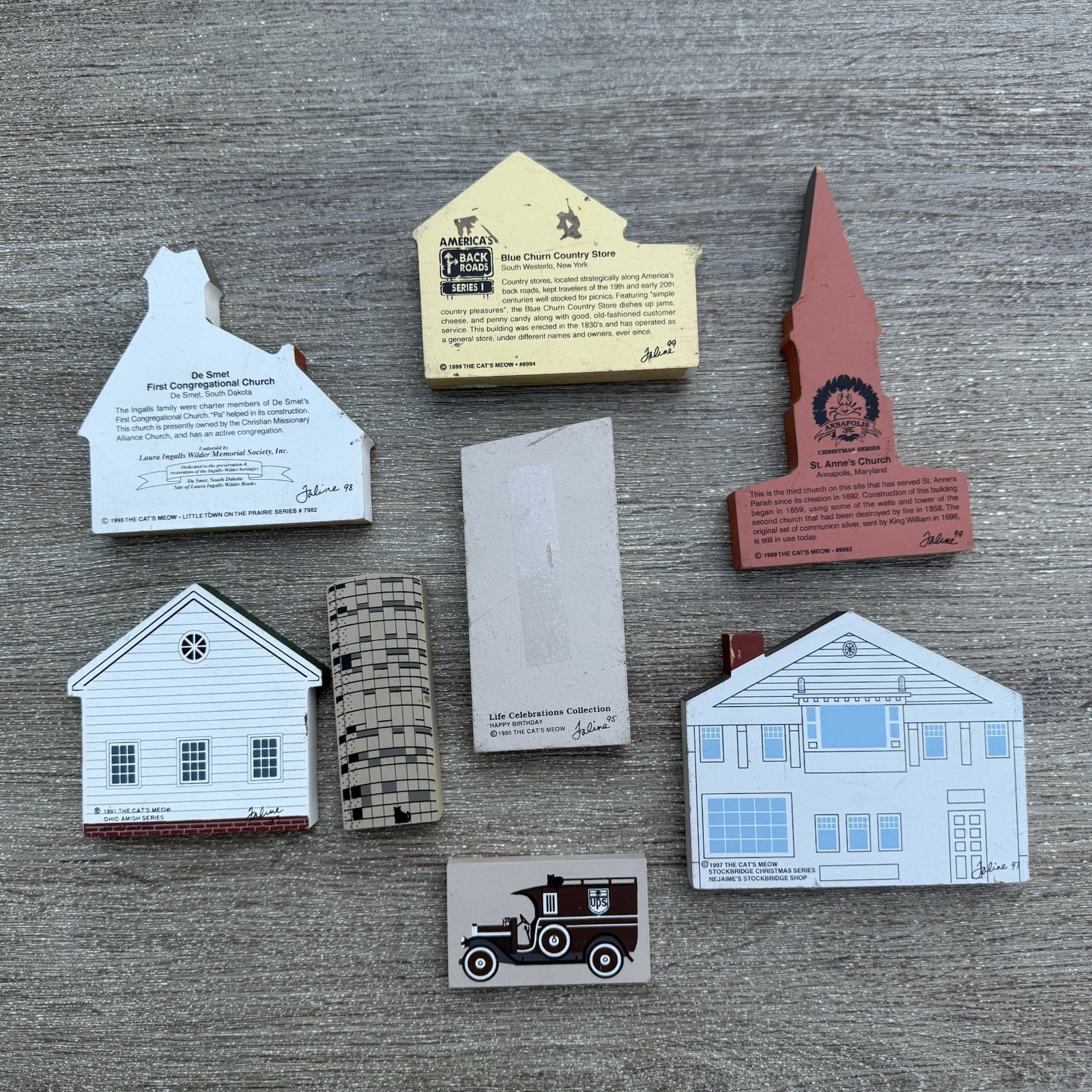The Cat’s Meow Lot of 6 Village Pieces – Christmas, Amish, Annapolis, Birthday