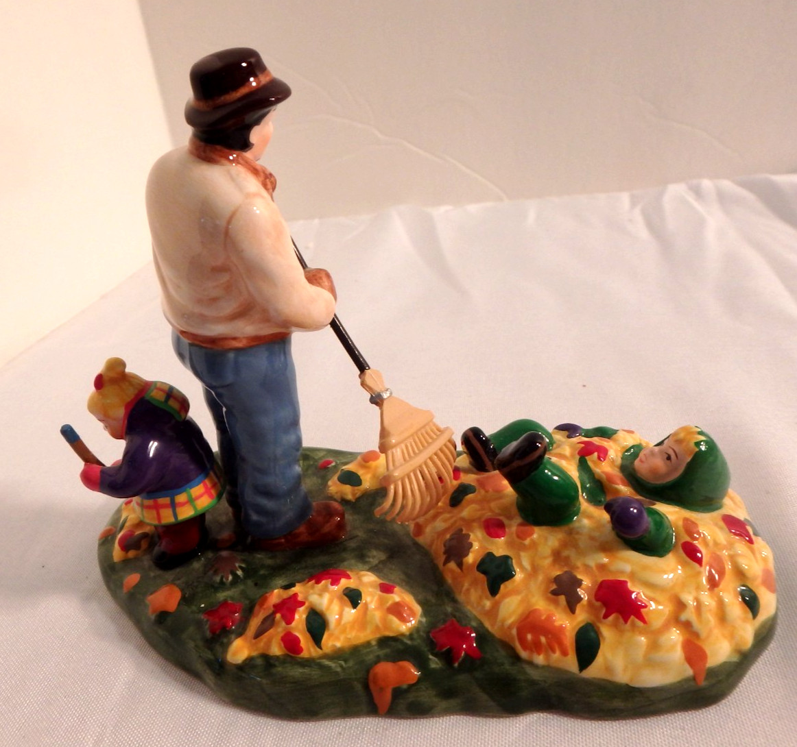 Dept 56 Preparing for Halloween #54982, Raking Leaves, Ceramic