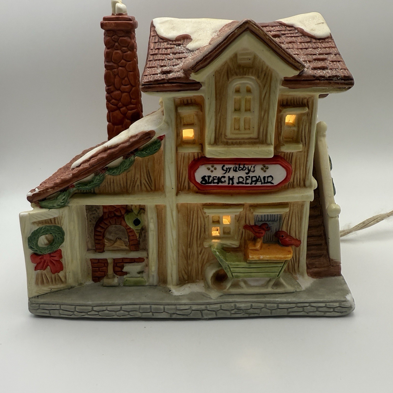 Vintage Christmas SantaKins Village Grubby’s Sleigh Repair A Sants’s Best 1992