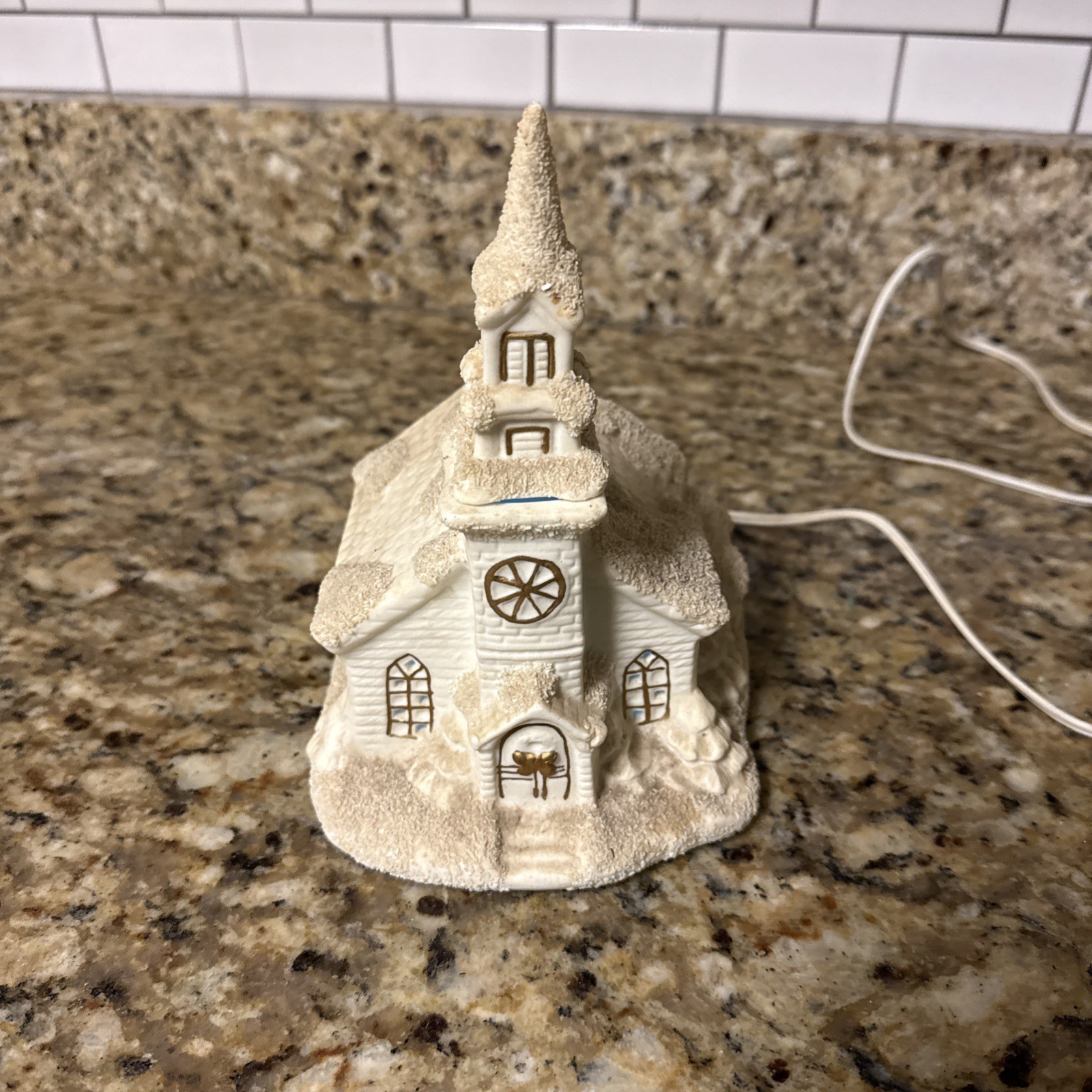 Vintage Home accents Collectible Holiday Lighted Church with light Cord & Light