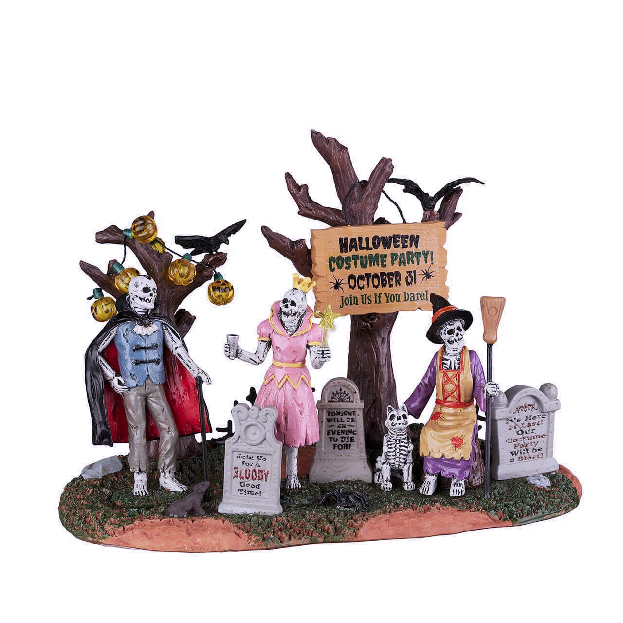 Lemax 2022 Graveyard Costume Party Spooky Town #23582 Skeletons Dracula Princess