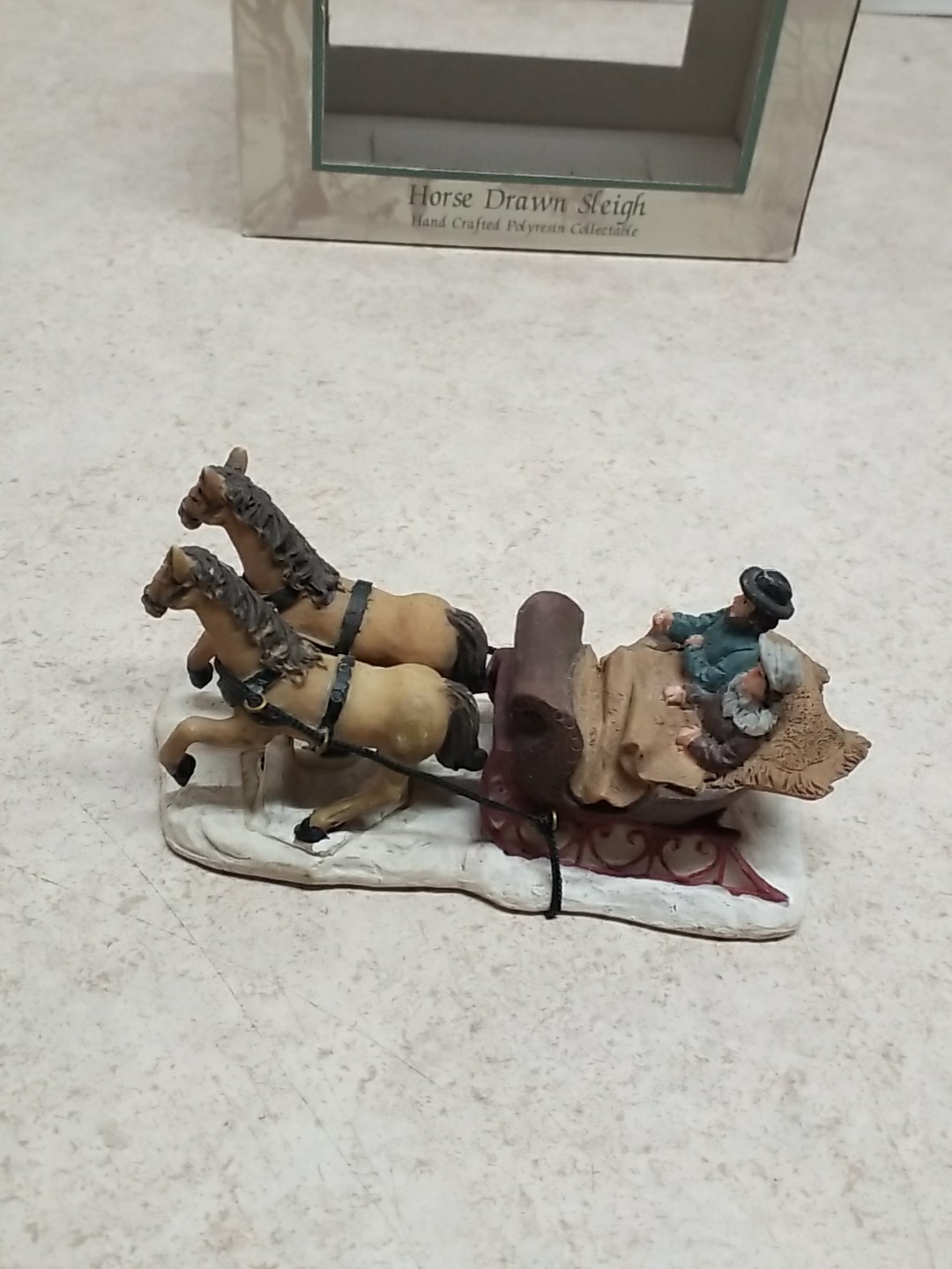 Currier & Ives “American Homestead Winter” Horse-Drawn Sleigh Polyresin Figurine