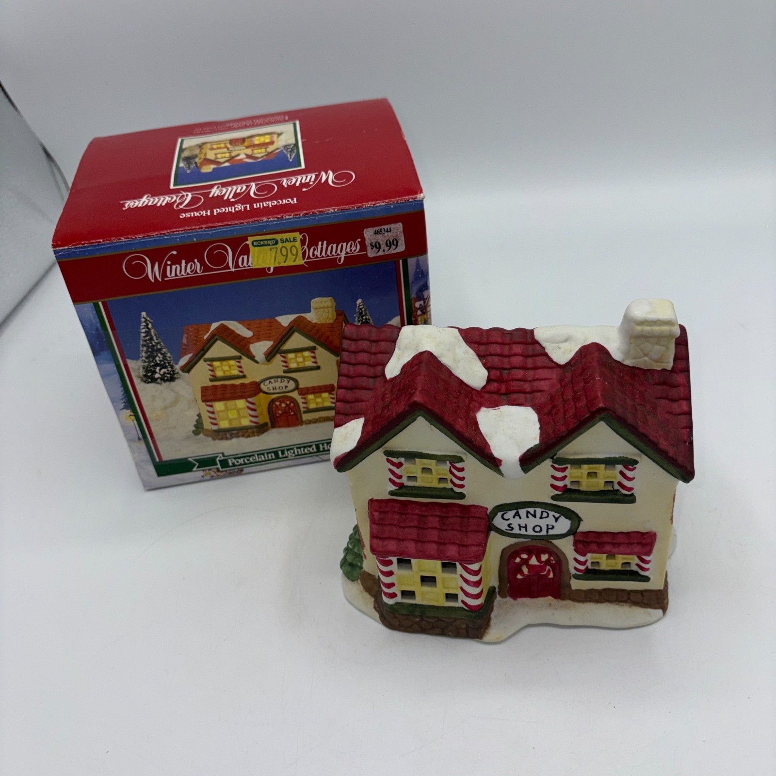 Winter Valley Cottages Candy Shop Porcelain Christmas House w Box