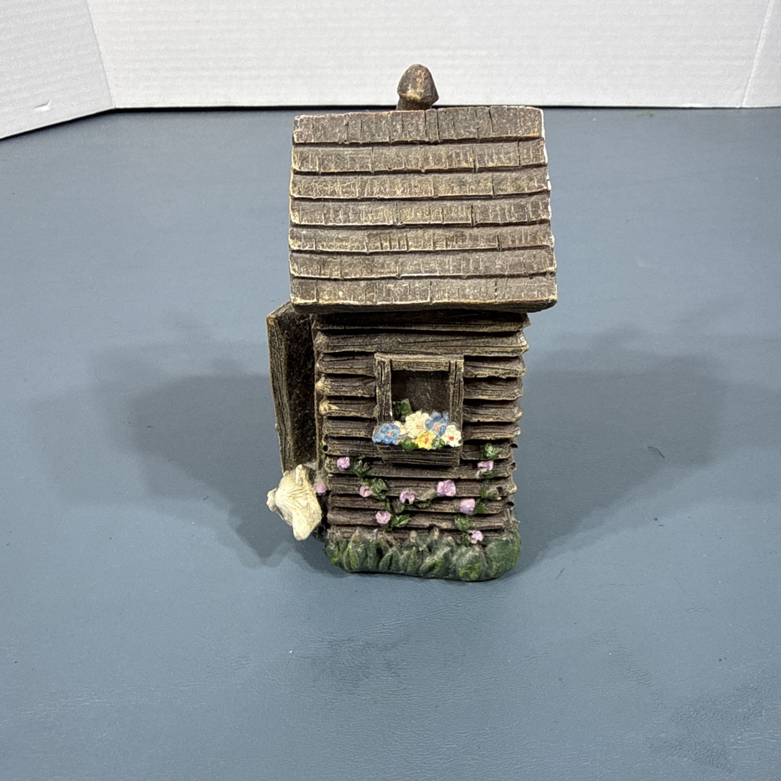 Vintage Out House Racoon on Roof Resin 5″ Tall