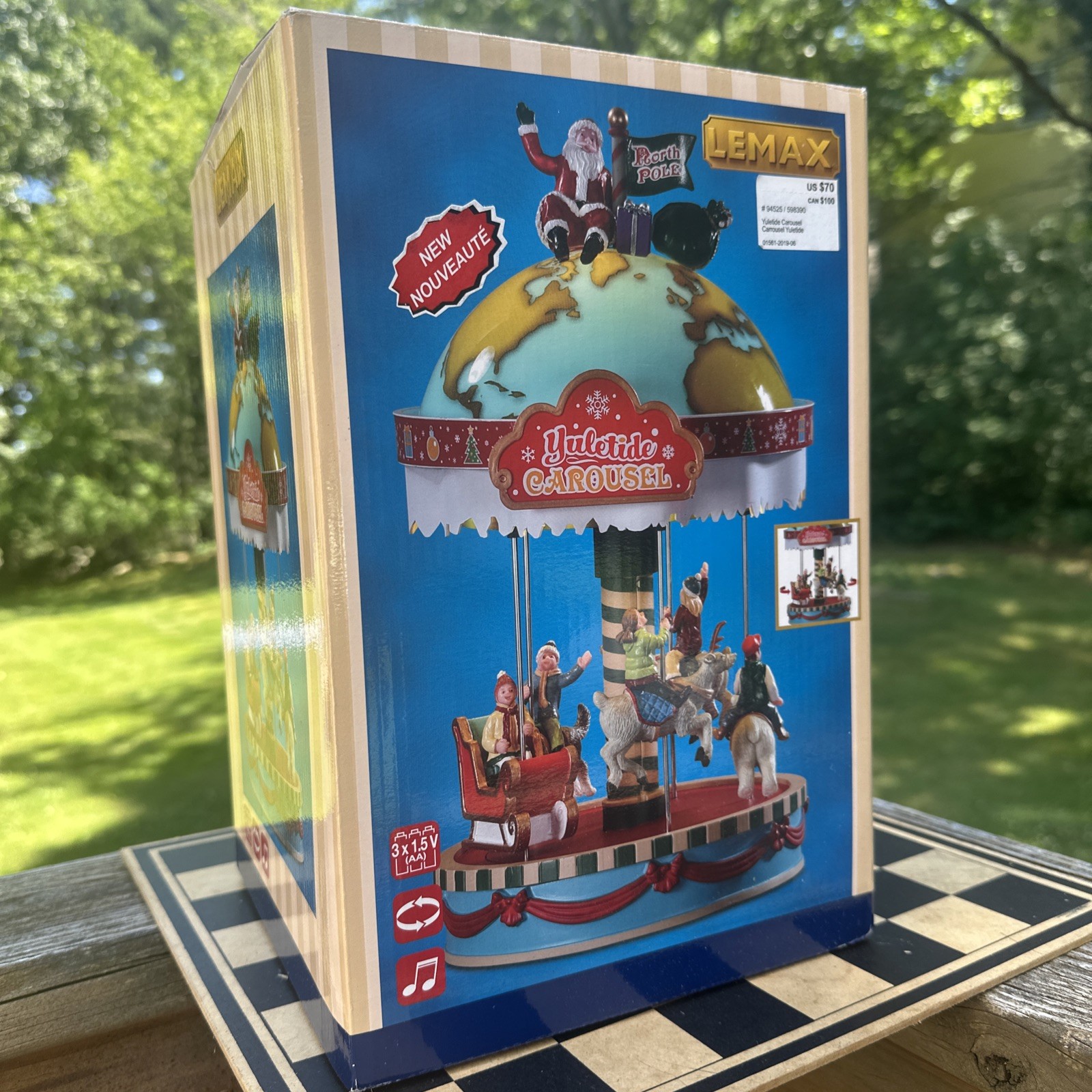 Lemax Festive Carnival Village Yuletide Carousel Santa Christmas Horses 94525