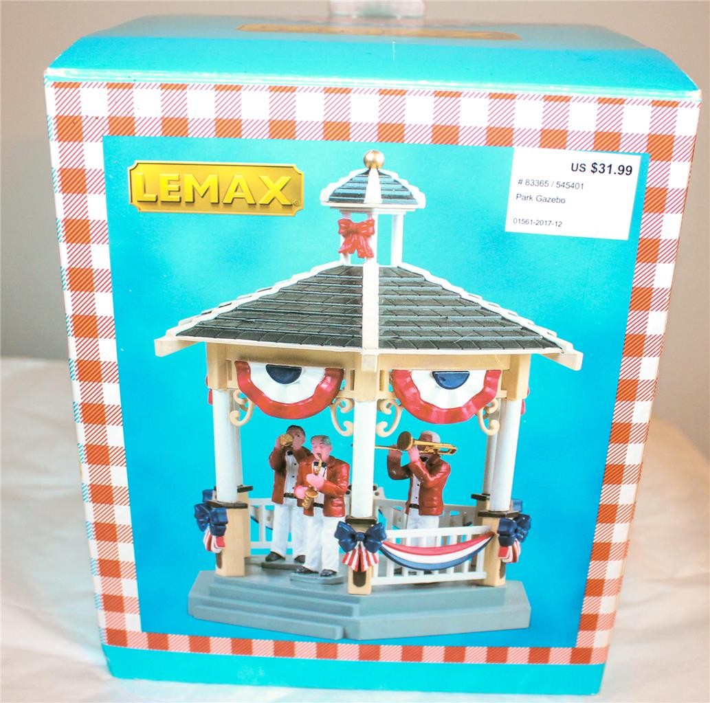 Lemax Patriotic Table Accent Park Gazebo 2018 + Box