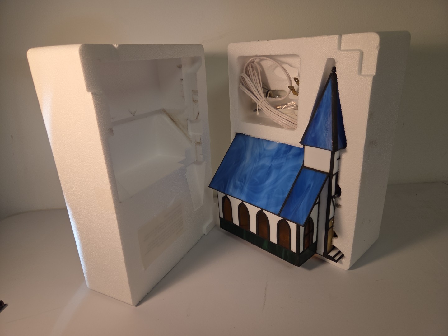 1994 Crystal Village. Illuminated Stained Glass Collectibles. Unopened In box.