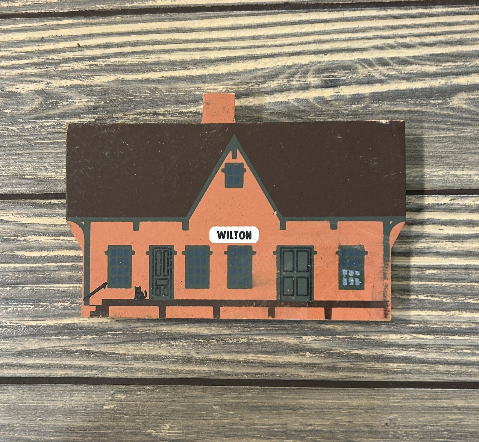 VTG 1988 The Cat’s Meow Liberty Street Series Wilton Railway Depot Signed Faline