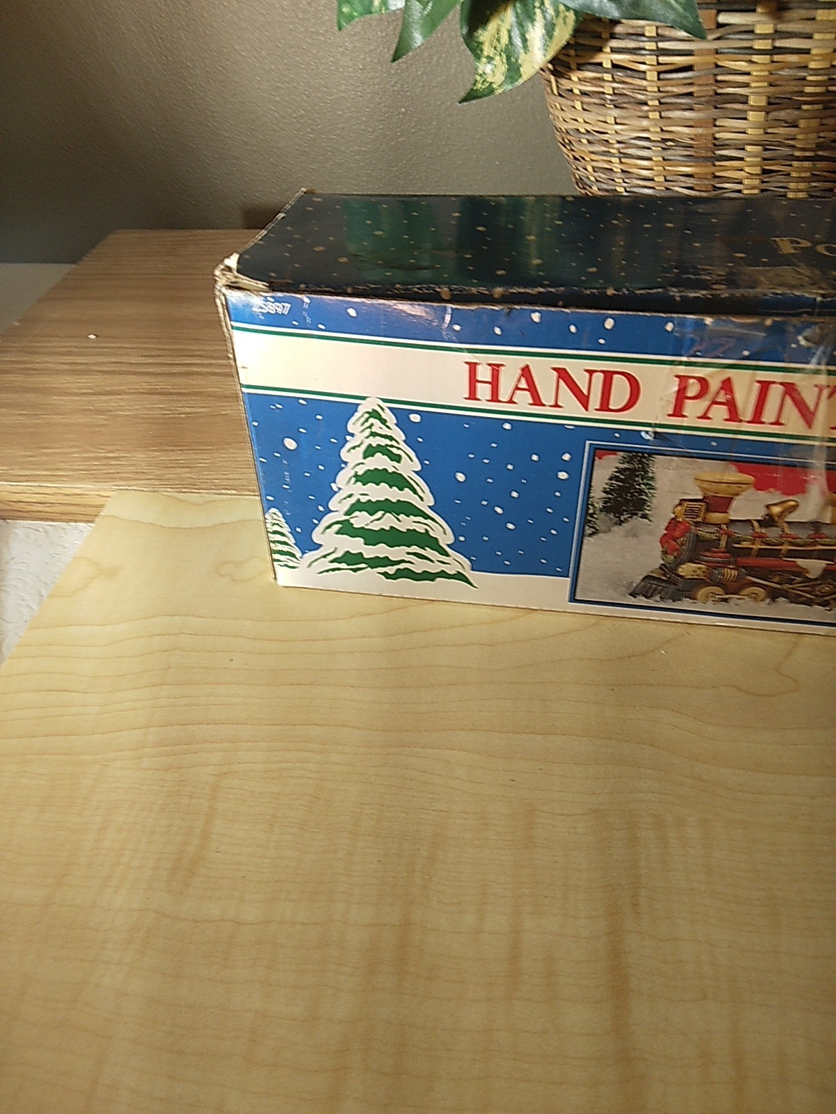Vintage 1992 Fabri-Centers Hand Painted Porcelain Lighted Train 3pc W/Box Works!