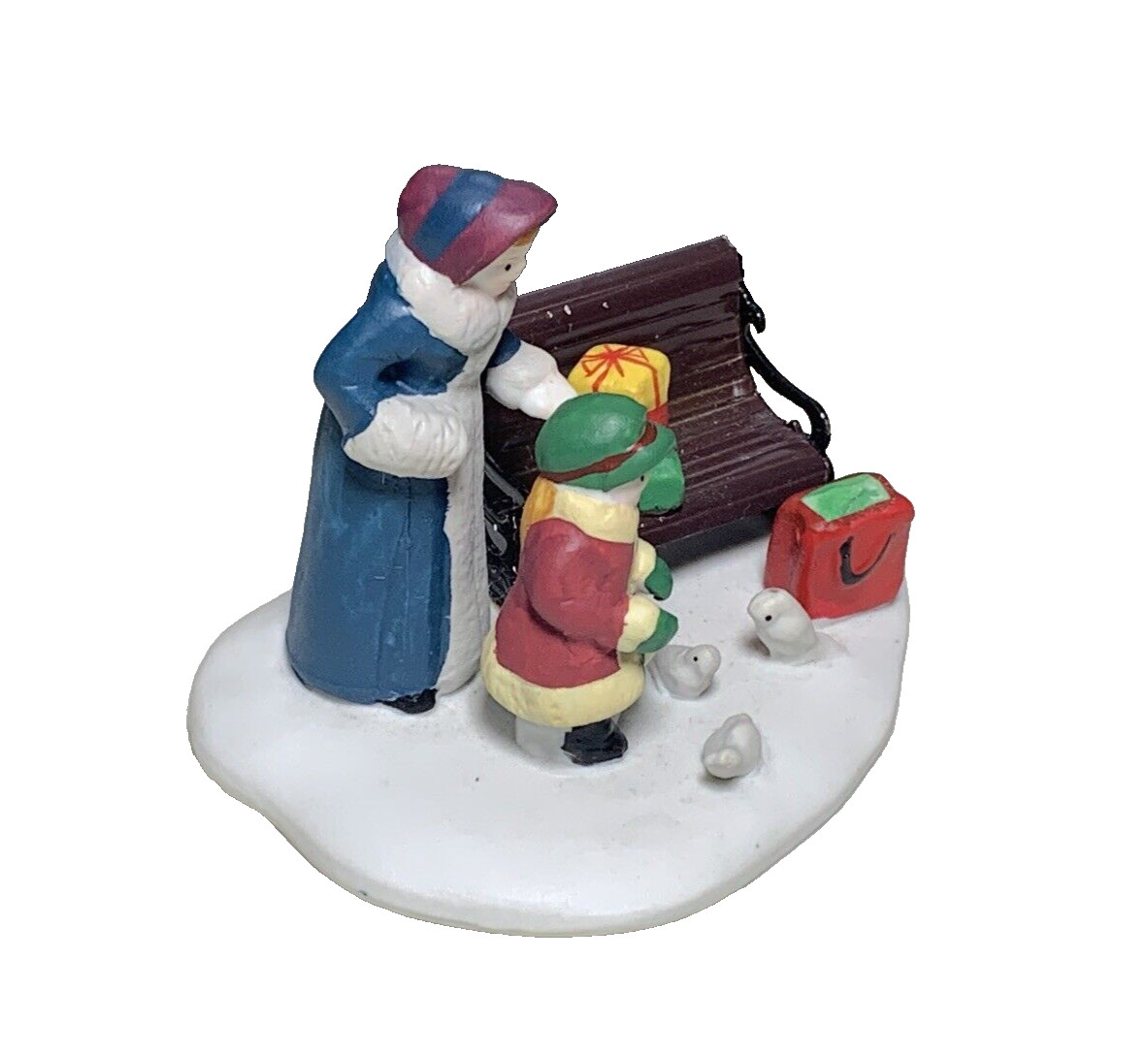 Lemax Porcelain Feeding Birds Village Collection Accessories 1995 Figurine