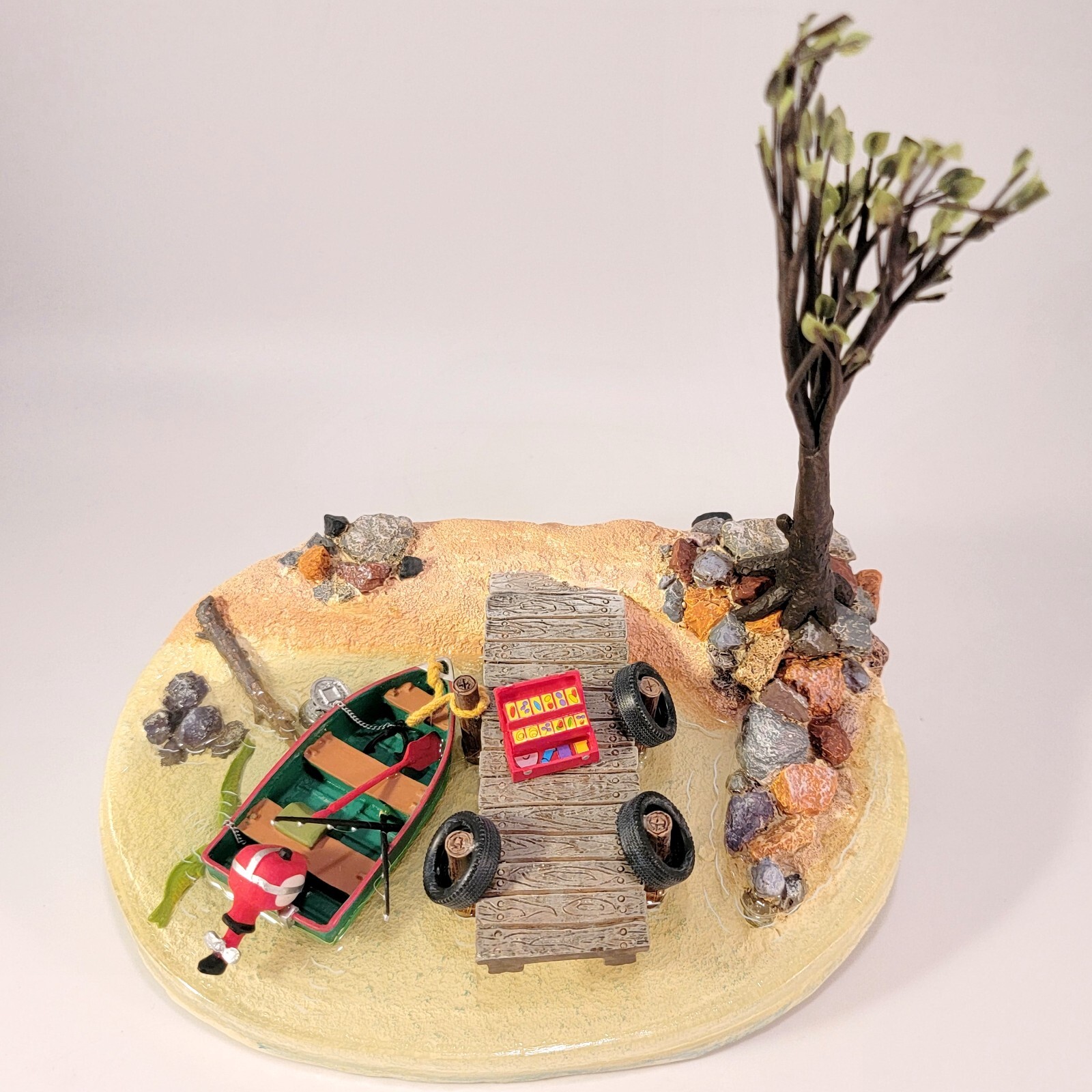 Dept 56 Fishing at Trout Lake Village Accessory 53110 Tackle Box Dock Boat Poles
