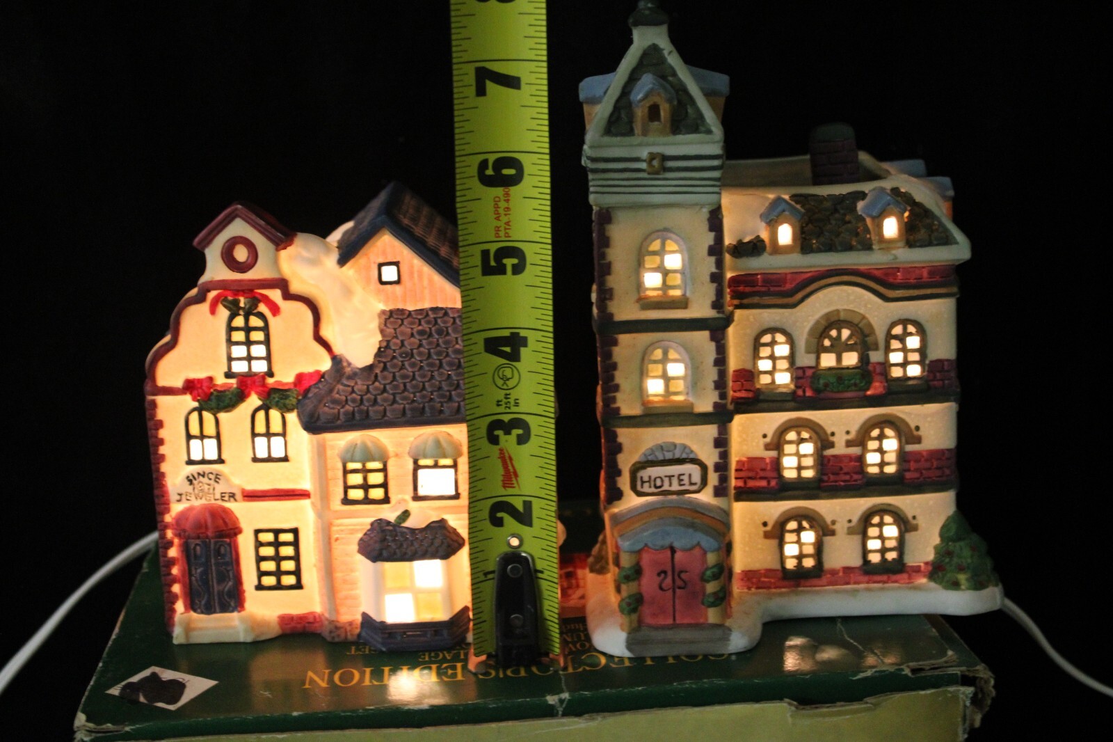 Grandeur Noel 2 Piece Porcelain Set HOTEL & JEWELER ANTIQUES Christmas Lighted
