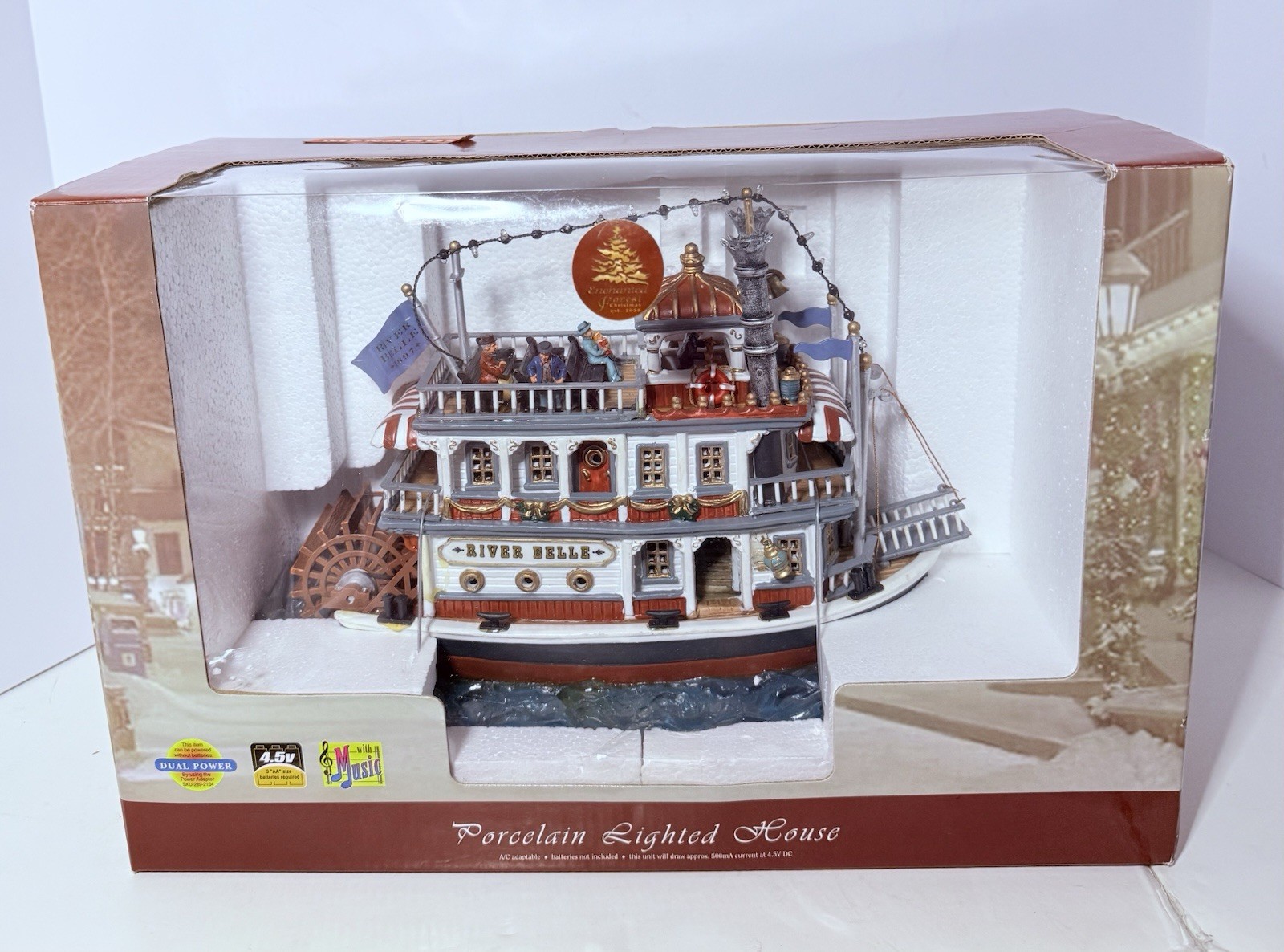 Lemax River Belle Steamboat Village Collection Lighted Musical Boat New Video