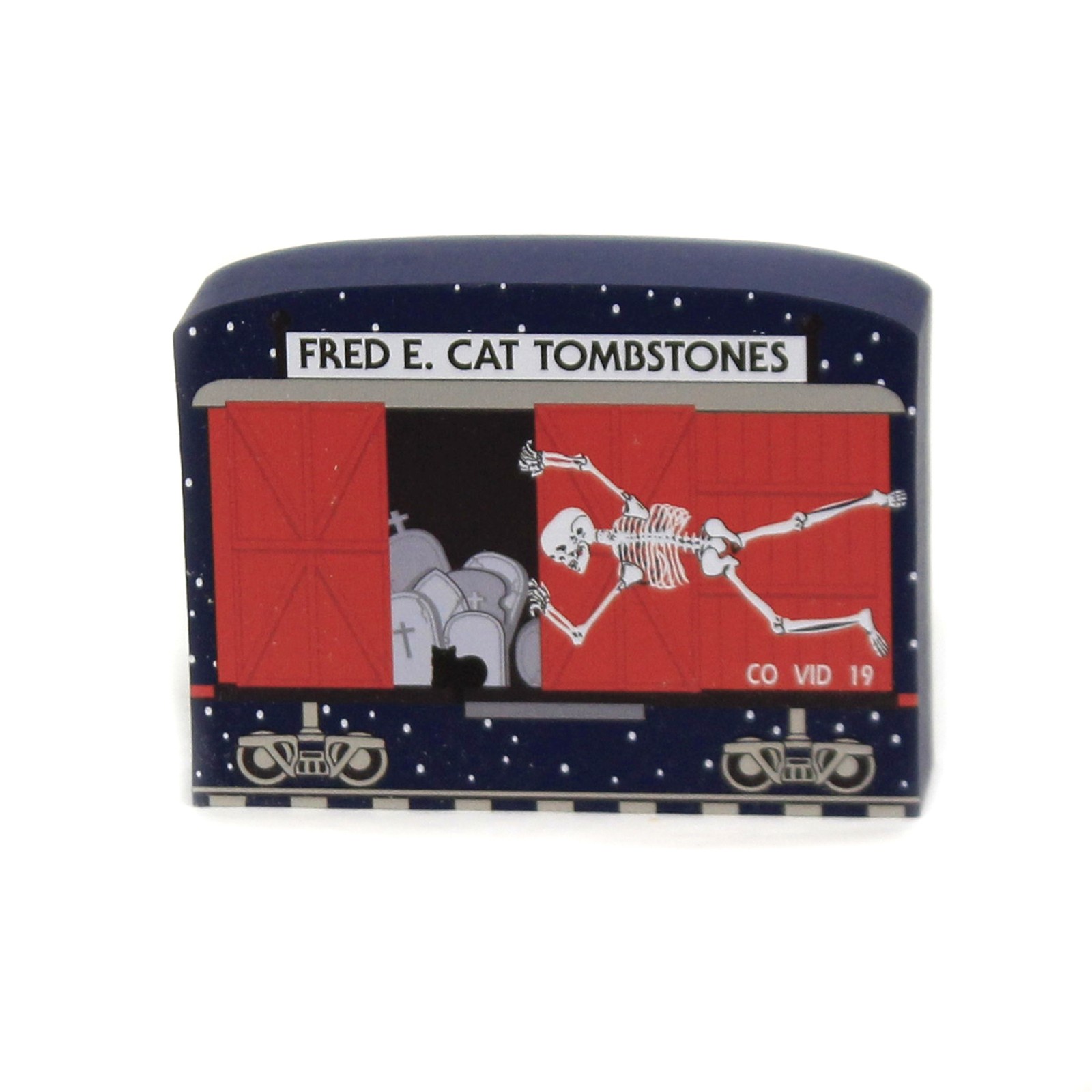 2.25In Fred E. Cat Tombstones, Wood, Buzzard Express 2020 Halloween 20634