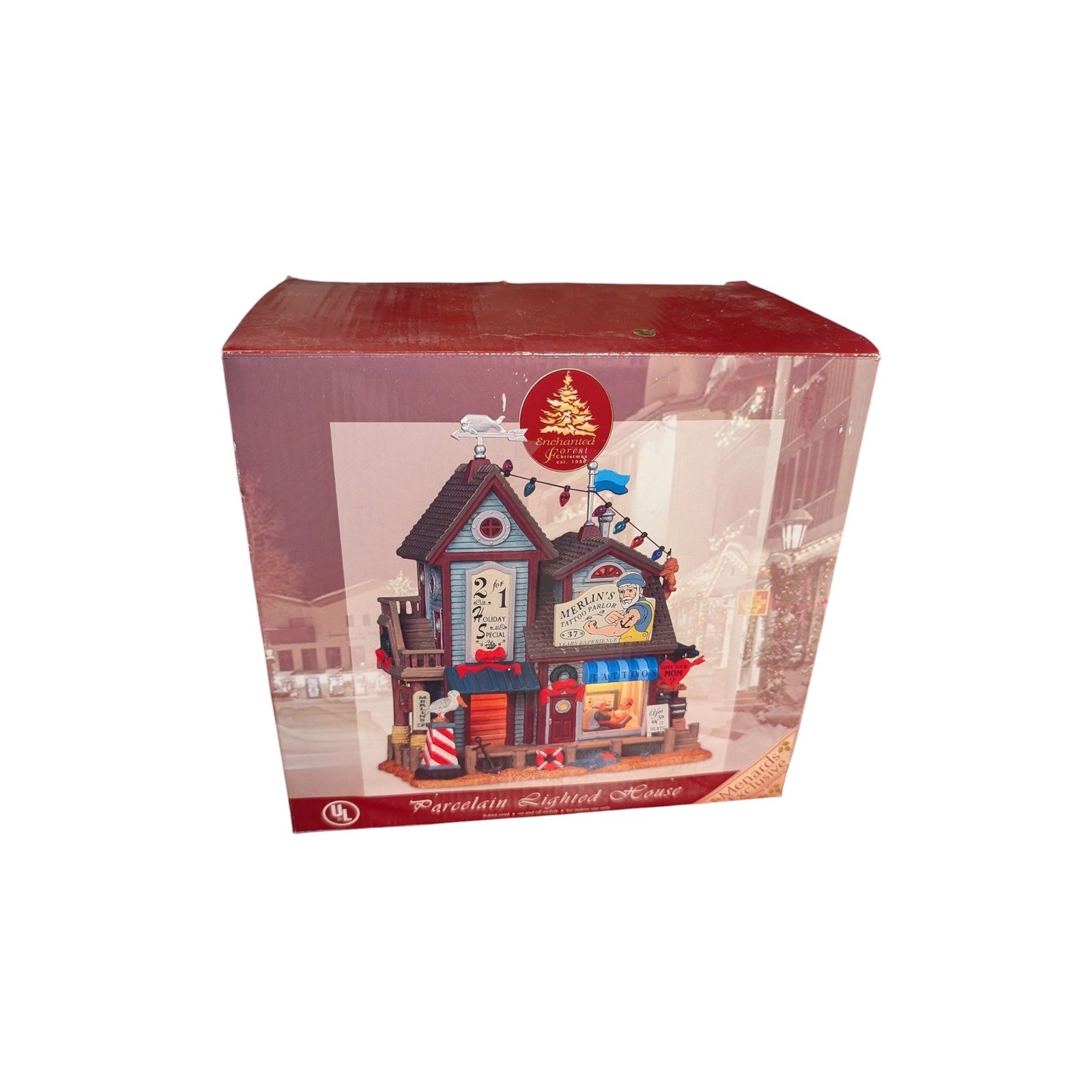 Lemax Enchanted Forest Merlin’s Tattoo Parlor Lighted House Menards Exclusive