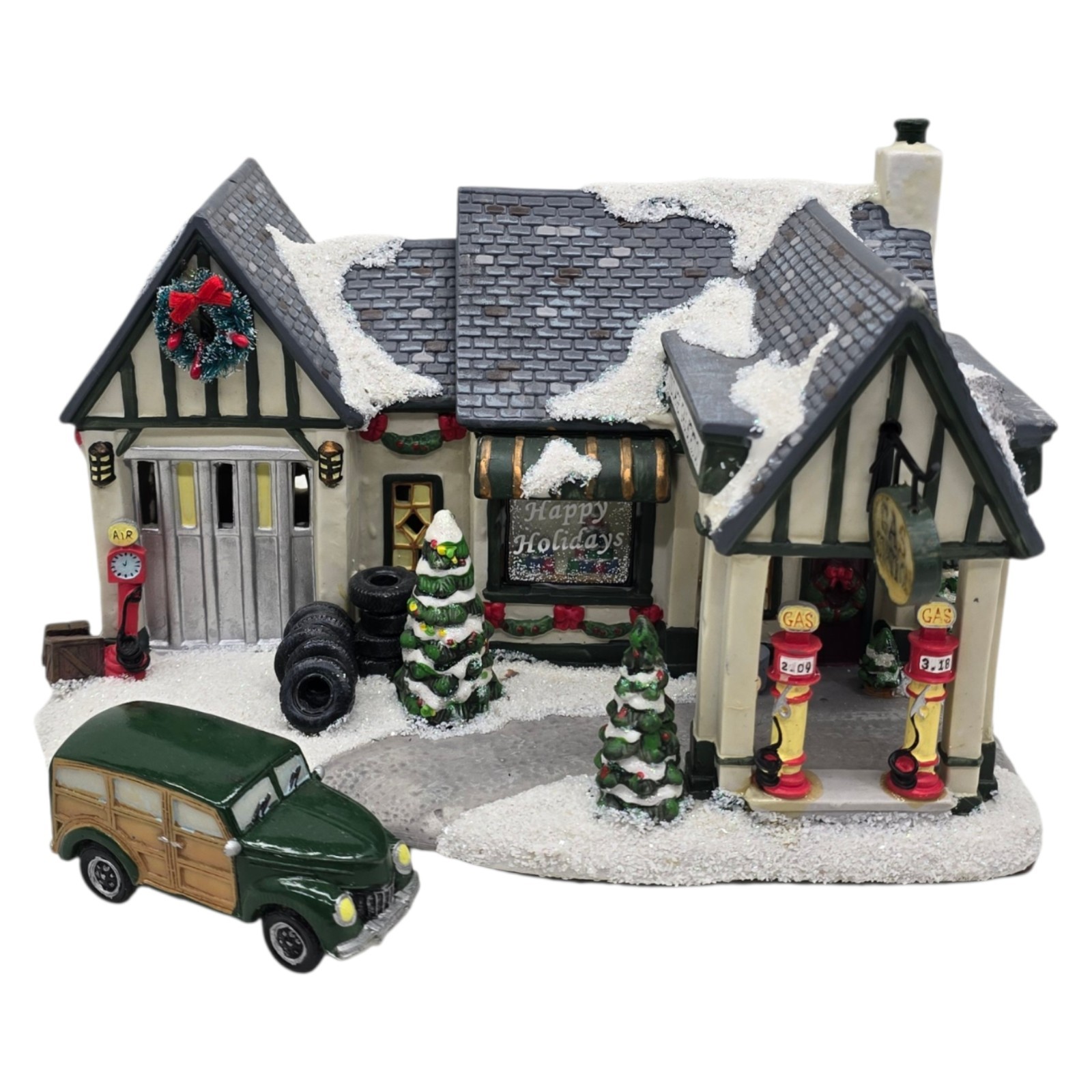 St. Nicholas Square Village Collection 2006 Illuminated Gas Station Vehicle