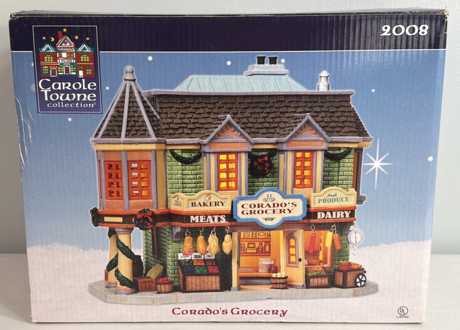 Lemax Carole Towne Corado’s Grocery 2008 Light Up Victorian Village With Box
