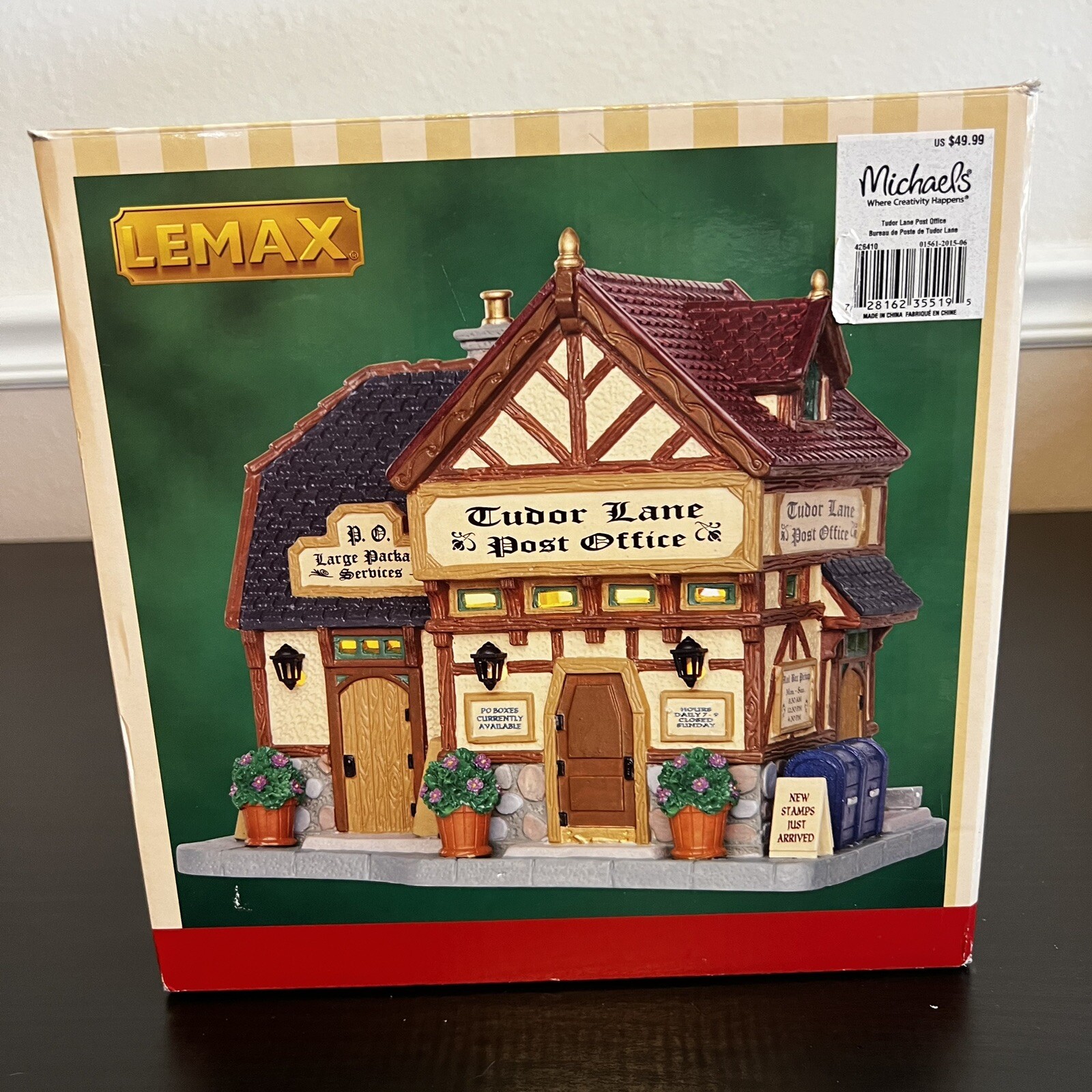 Lemax Tudor Lane Post Office Lighted 2013 Ceramic Christmas Village Cottage