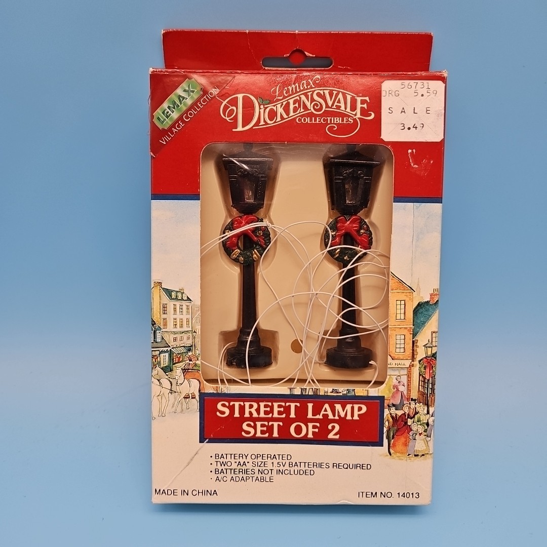 VTG 1991 Lemax Dickensvale Collectibles STREET LAMP SET OF 2 #14013 *Working*!