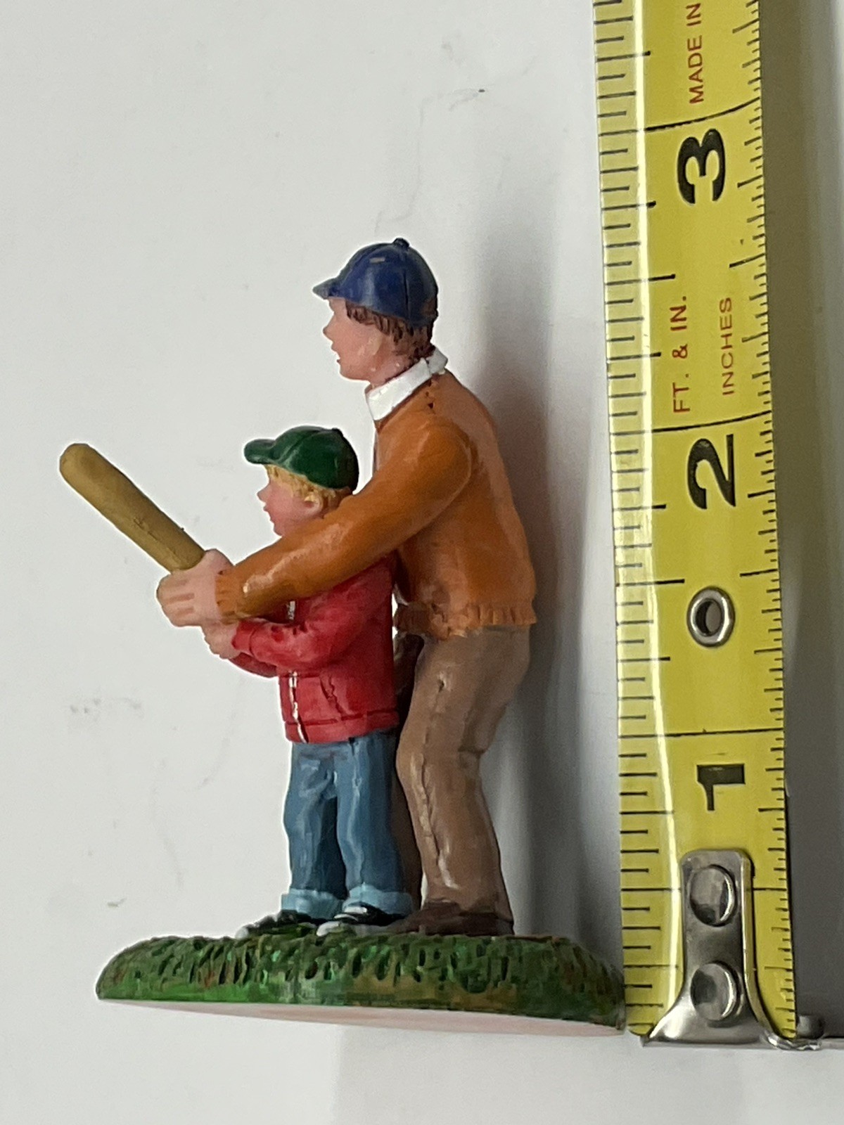 Lemax RARE Dad with Son teaching how to hold a baseball bat-Spooky Collec.