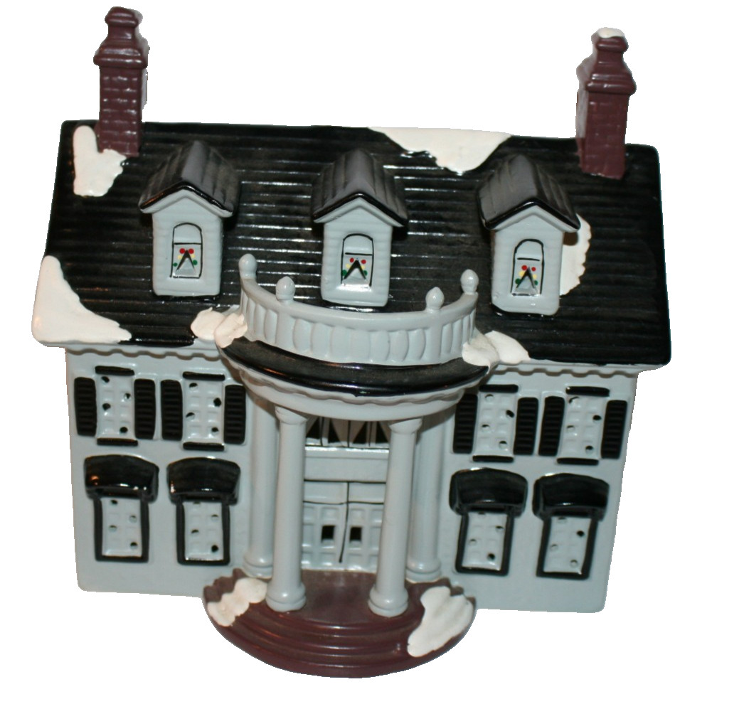 Dept. 56 Snow Village Porcelain Plantation Home Building Gray Black *No Light*