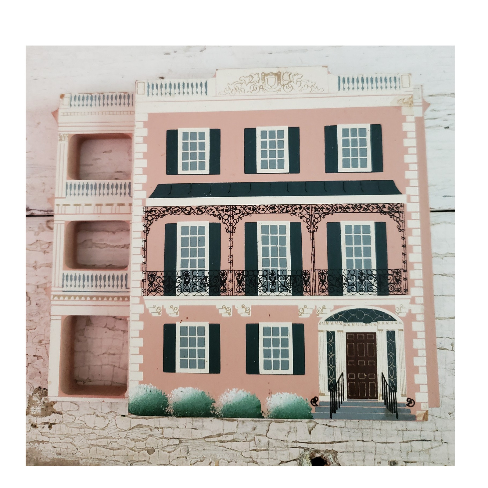 Hand-Painted Signed Wood House Plaque Edmondston-Alston House Charleston SC 1981