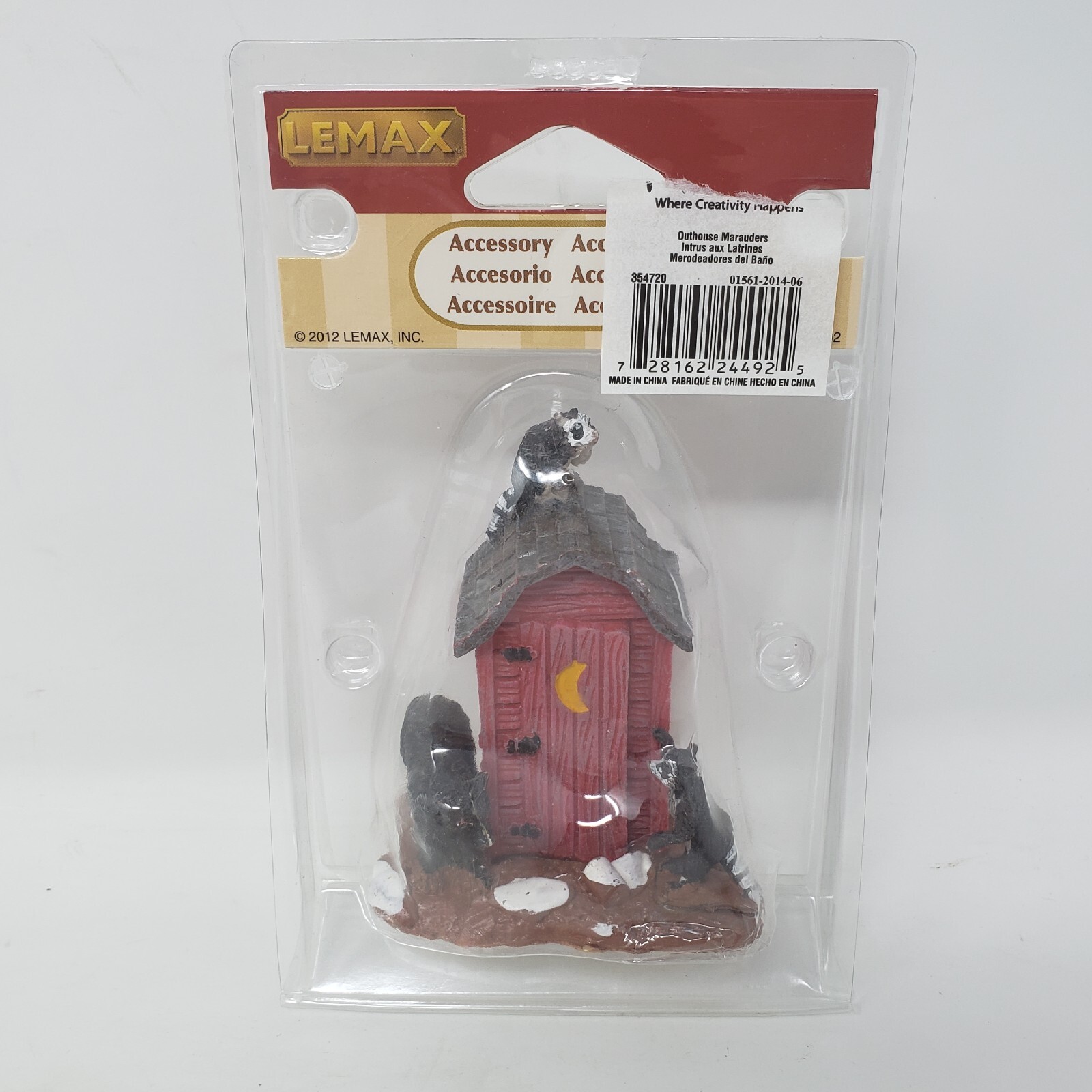 Lemax “Outhouse Marauders” #24492 – Village Outhouse w/ Bear, Raccoon