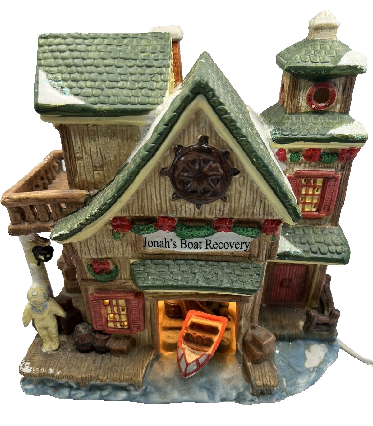 Holiday Time 2004 Christmas Village Retail Shops JONAH’S BOAT RECOVERY with lite