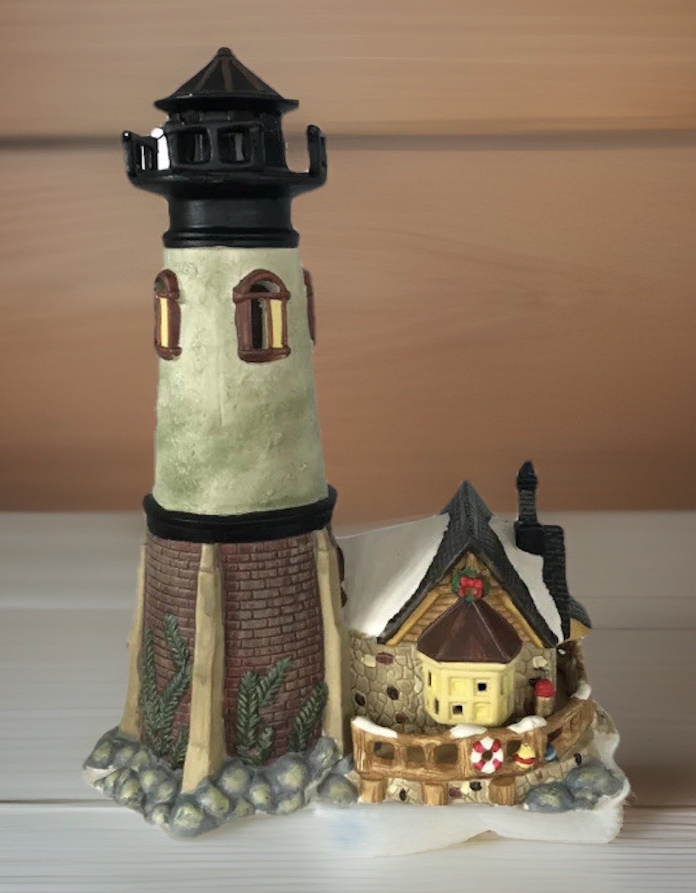 Christmas Delights Porcelain Lighthouse Hand Painted L.R. Trade Mark