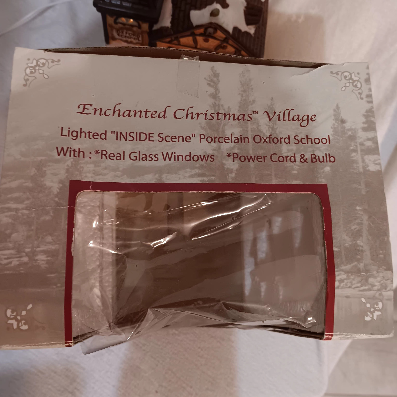 Enchanted Christmas Village Oxford School With Lighted Inside Scene