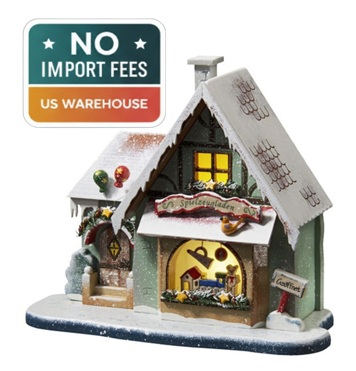 Kathe Wohlfahrt Toy Shop – Illuminated Wooden Building, 7.5″x6″x3.5″, Winter Won
