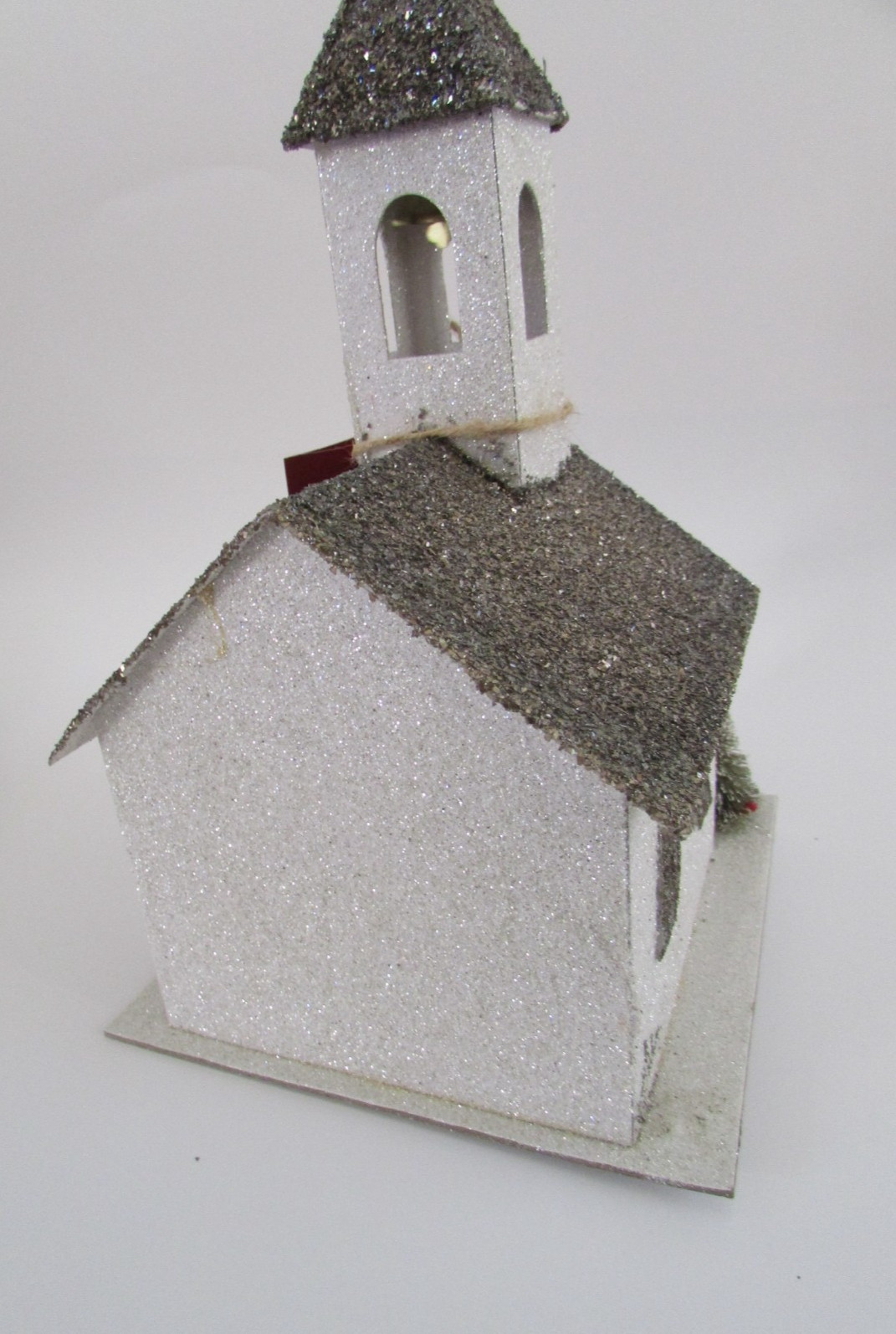 Pottery Barn Christmas Large German Glitter House Church Putz Style NWT
