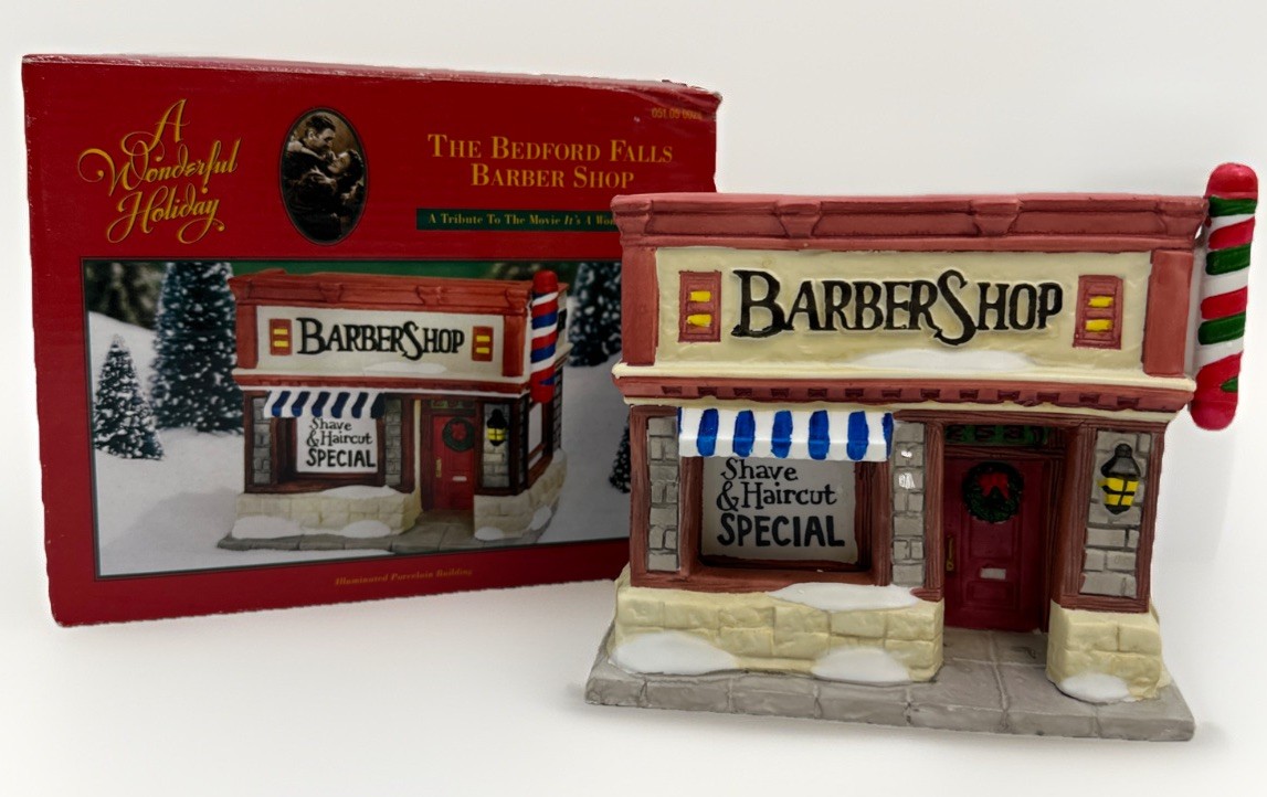 DHC A Wonderful Holiday It’s a Wonderful Life Bedford Falls Barber Shop 1997 {QQ