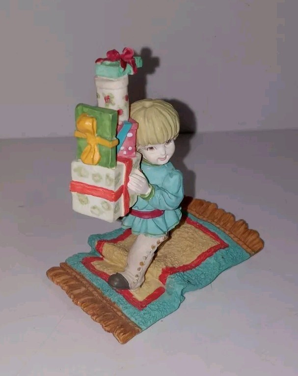 Vintage 1992 GEO. Z. LEFTON “Memories of Home” Figurine Boy With Gifts!