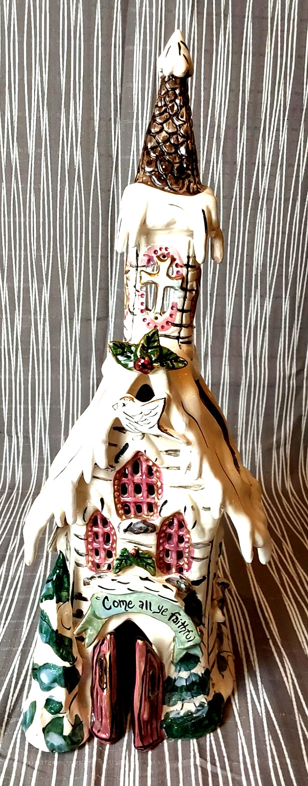 2002 Blue Sky Heather Goldmine Come All Ye Faithful Church Tea light Base 13.5″