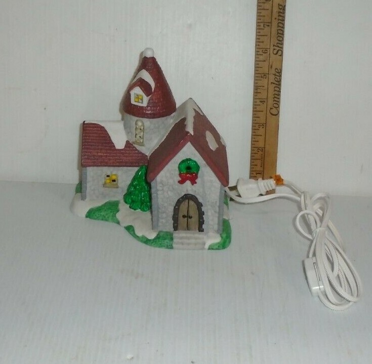 Porcelain Lighted Barn Christmas Village with Cord