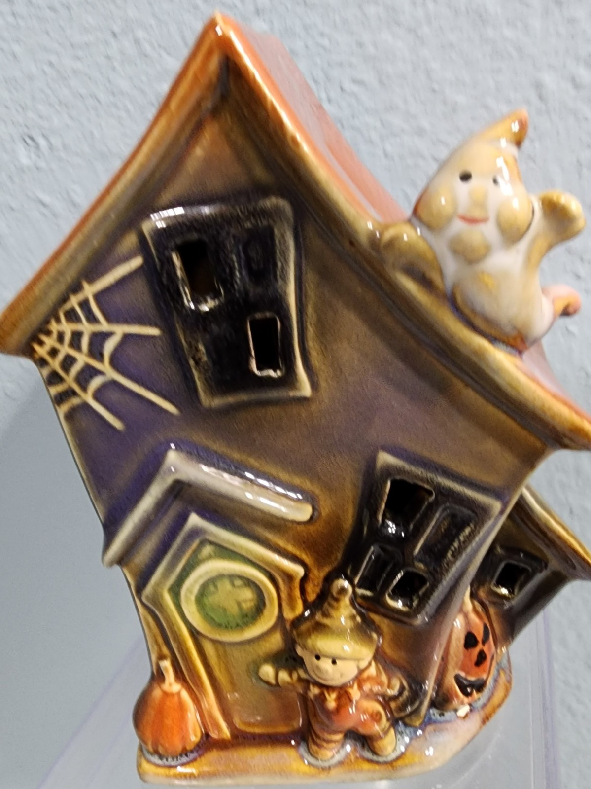 Halloween Haunted House Ghost Pumpkin Scarecrow Porcelain Figurine 6″