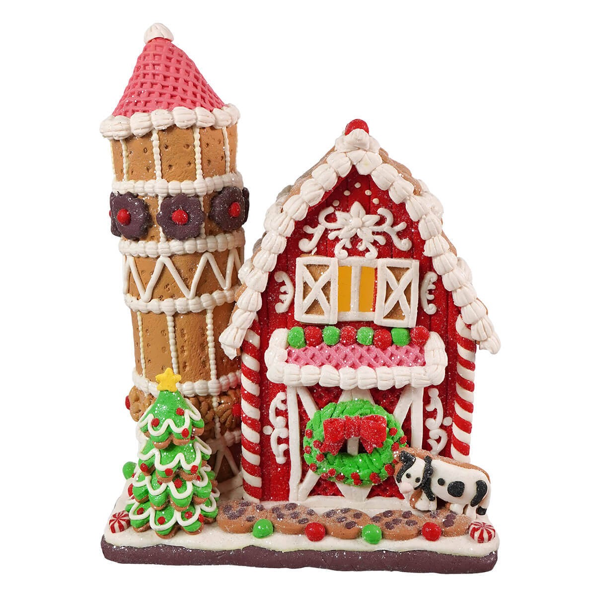 11.75″ LED Lighted Gingerbread Barn Table Piece
