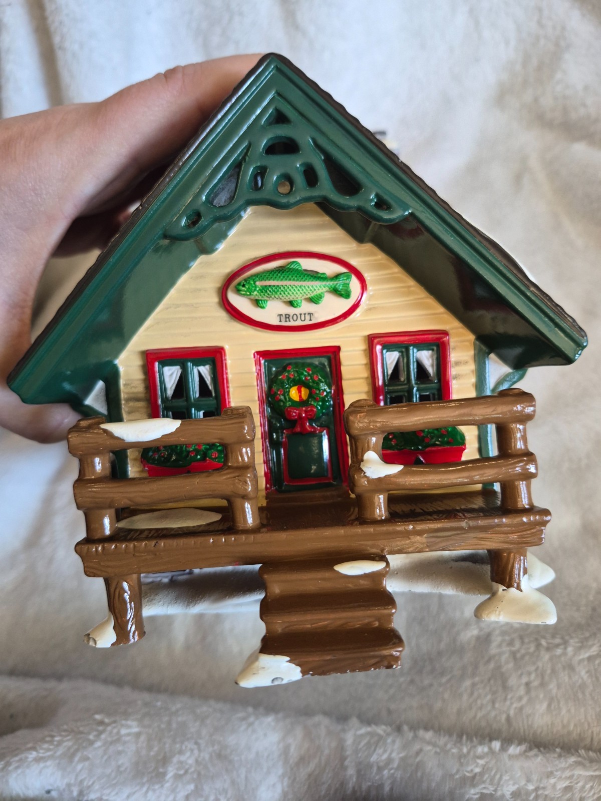Vtg Dept 56 Snow Village Fisherman’s Nook Trout Cabin #2 Christmas Village House