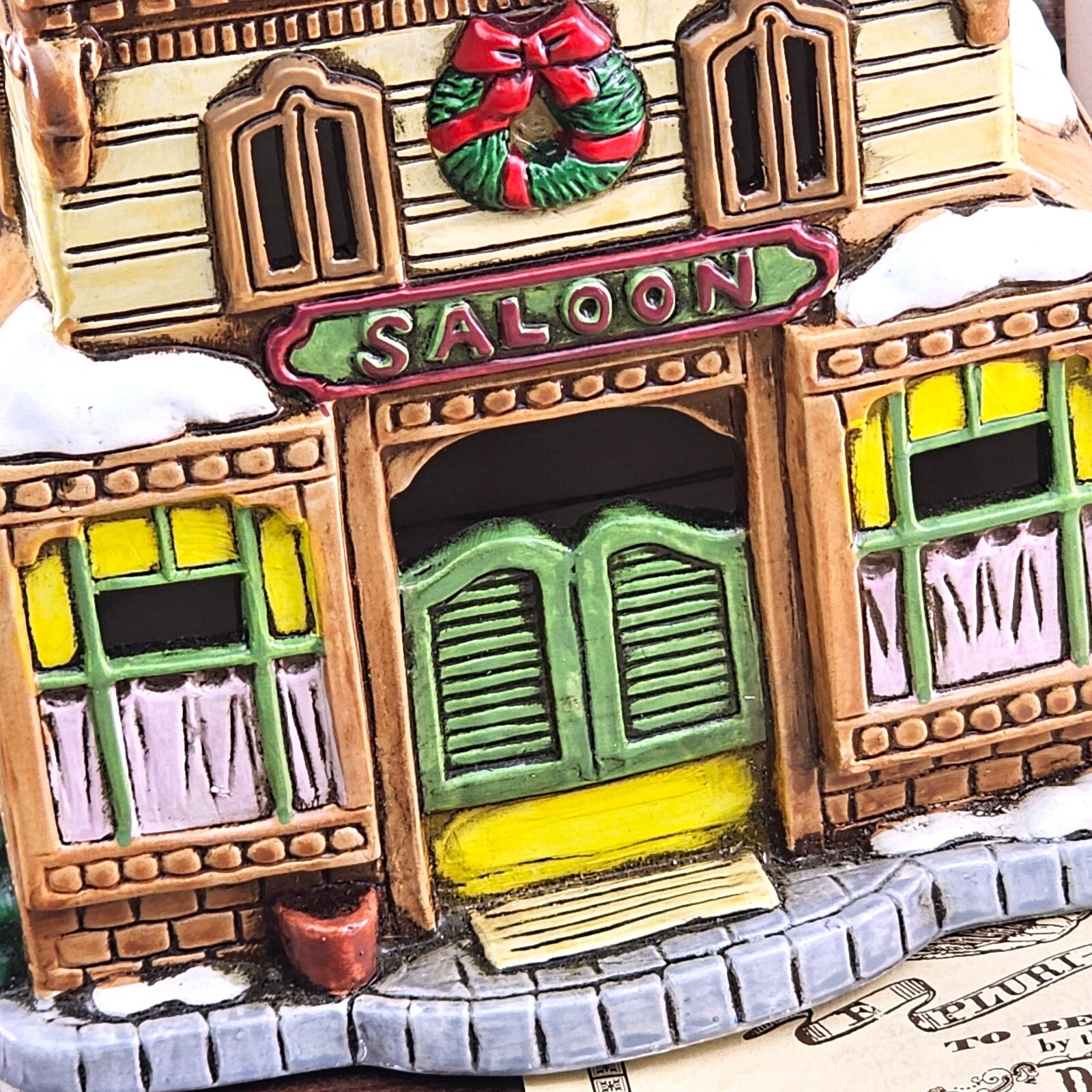 VTG Lefton Colonial Christmas Village Belle Union Saloon Lighted Porcelain 07482