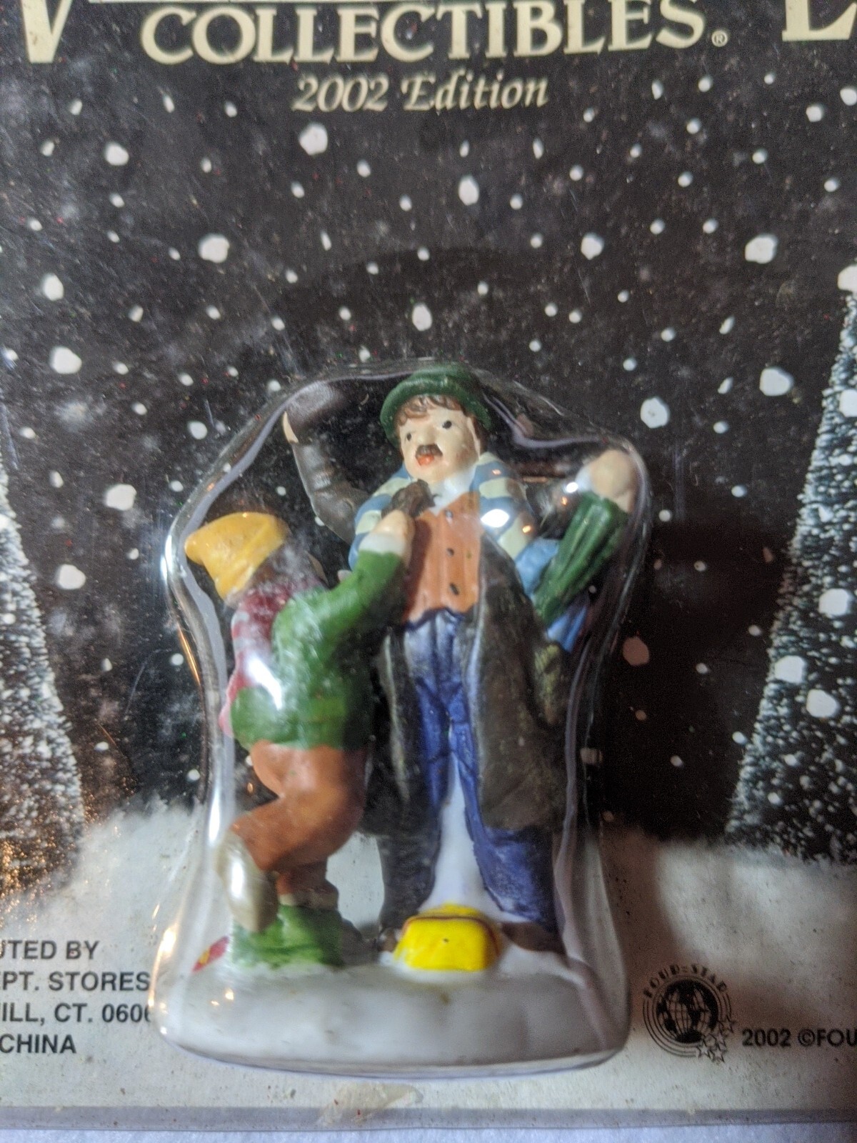 Victorian Village Collectibles Christmas 2002 Victorian Man + Young Girl Playing