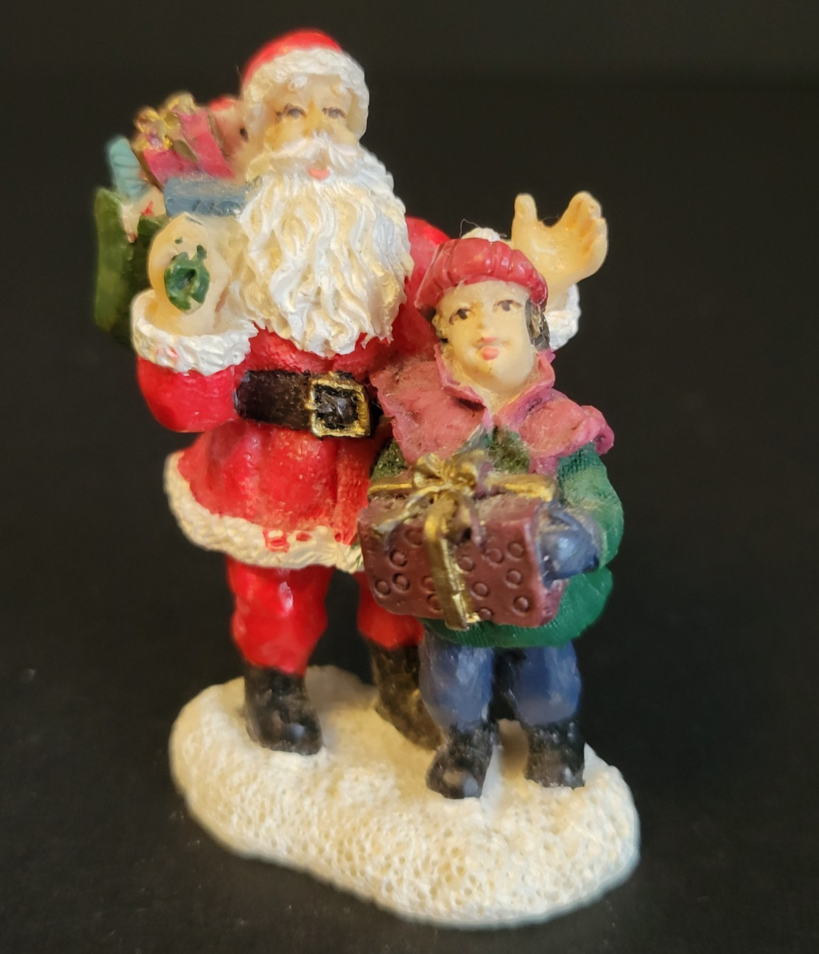 St. Nicholas Square Christmas Village Santa with Boy and Presents