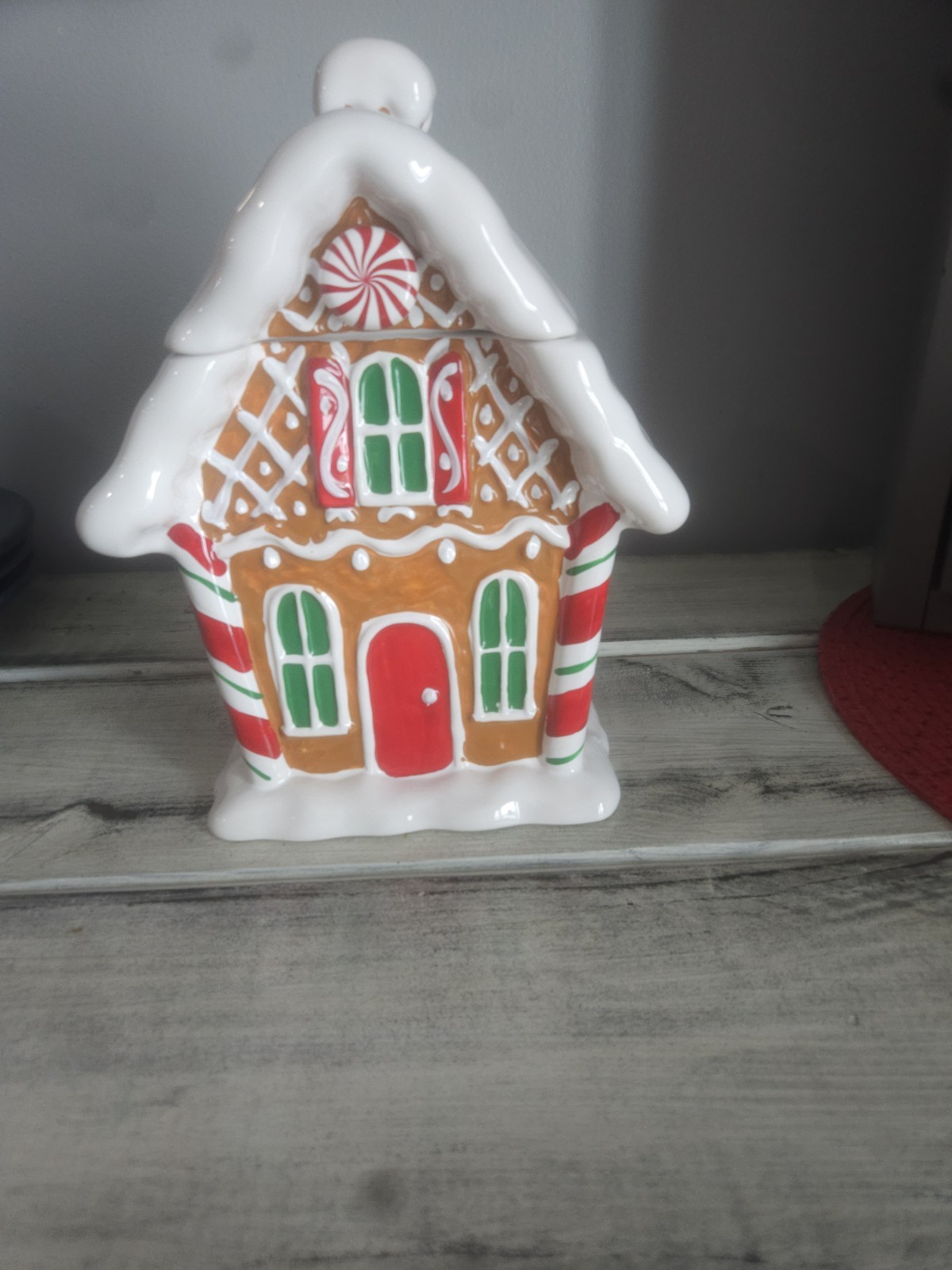 Telefloral Christmas Ceramic Gingerbread House Planter Cookie Jar 9” Tall