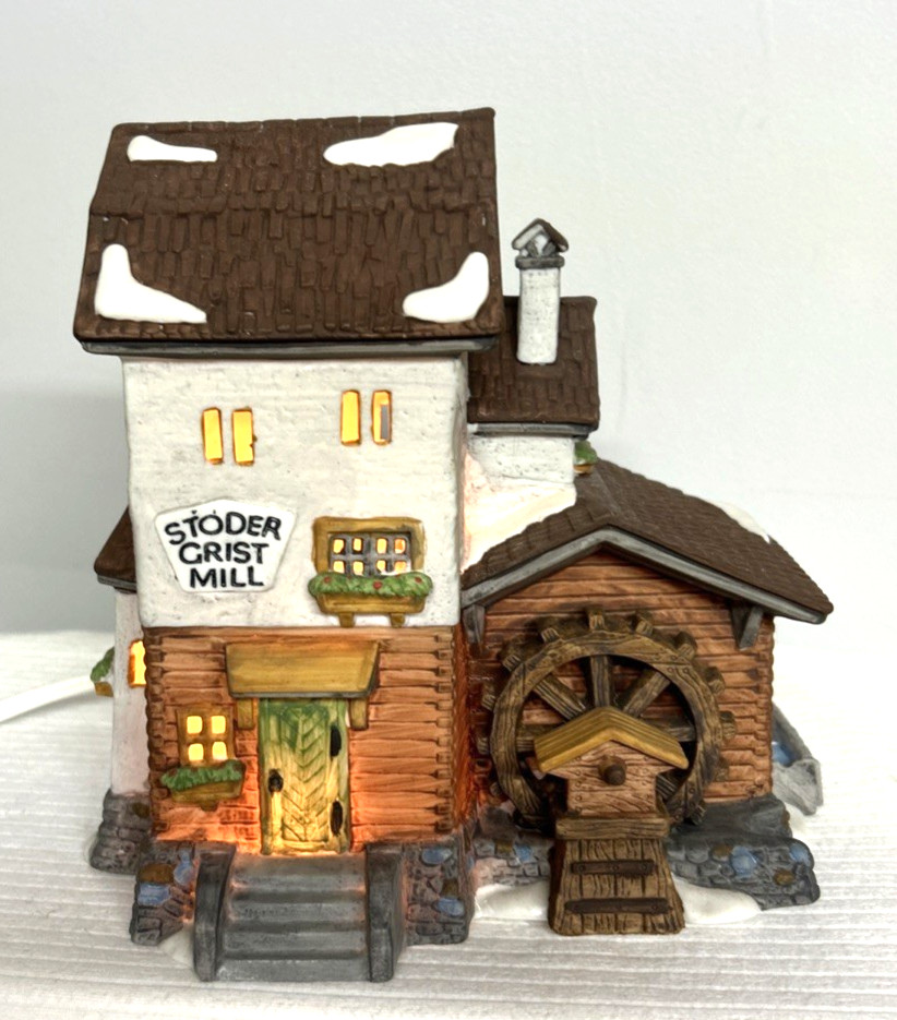 Dept 56 Christmas Alpine Village STODER GRIST MILL 59536 w/Light & Box Retired
