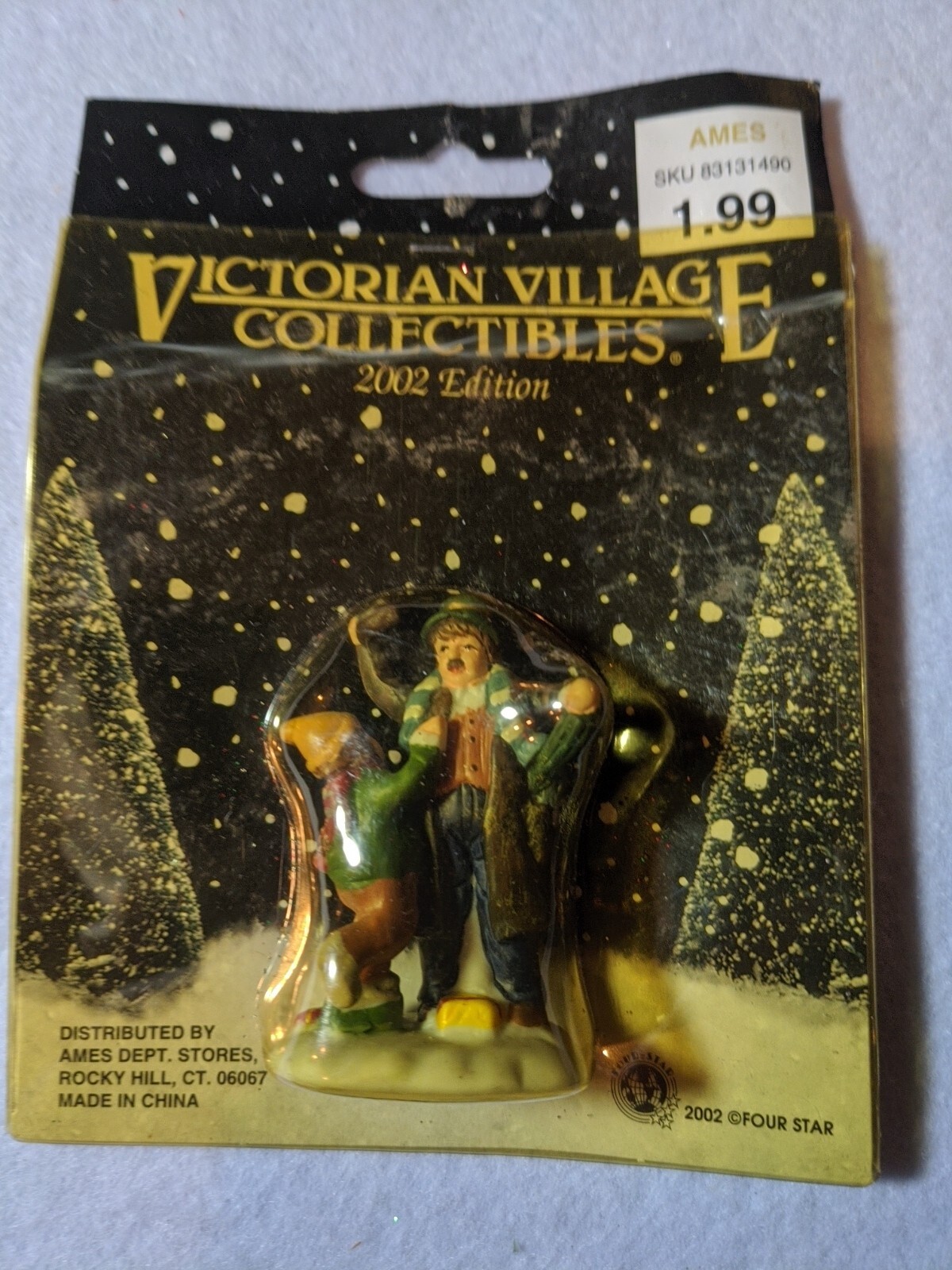 Victorian Village Collectibles Christmas 2002 Victorian Man & Young Girl Playing