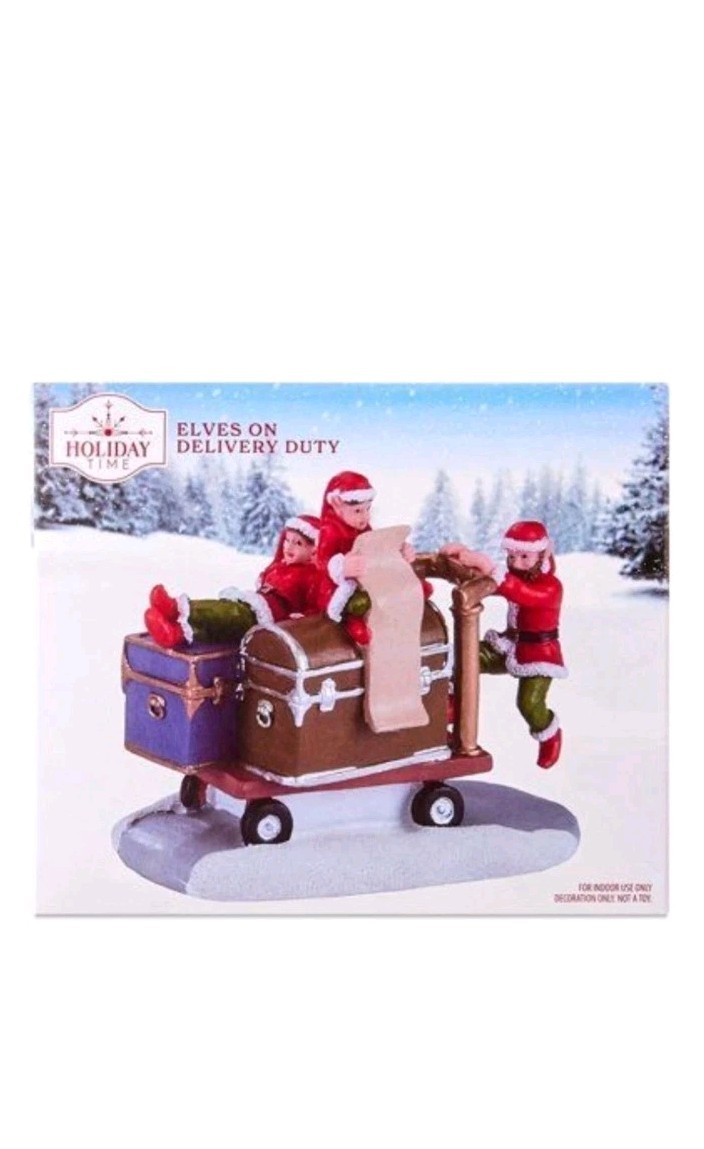 Christmas Village Elves Delivery Duty Decorative Figurine, 3.5″, by Holiday Time