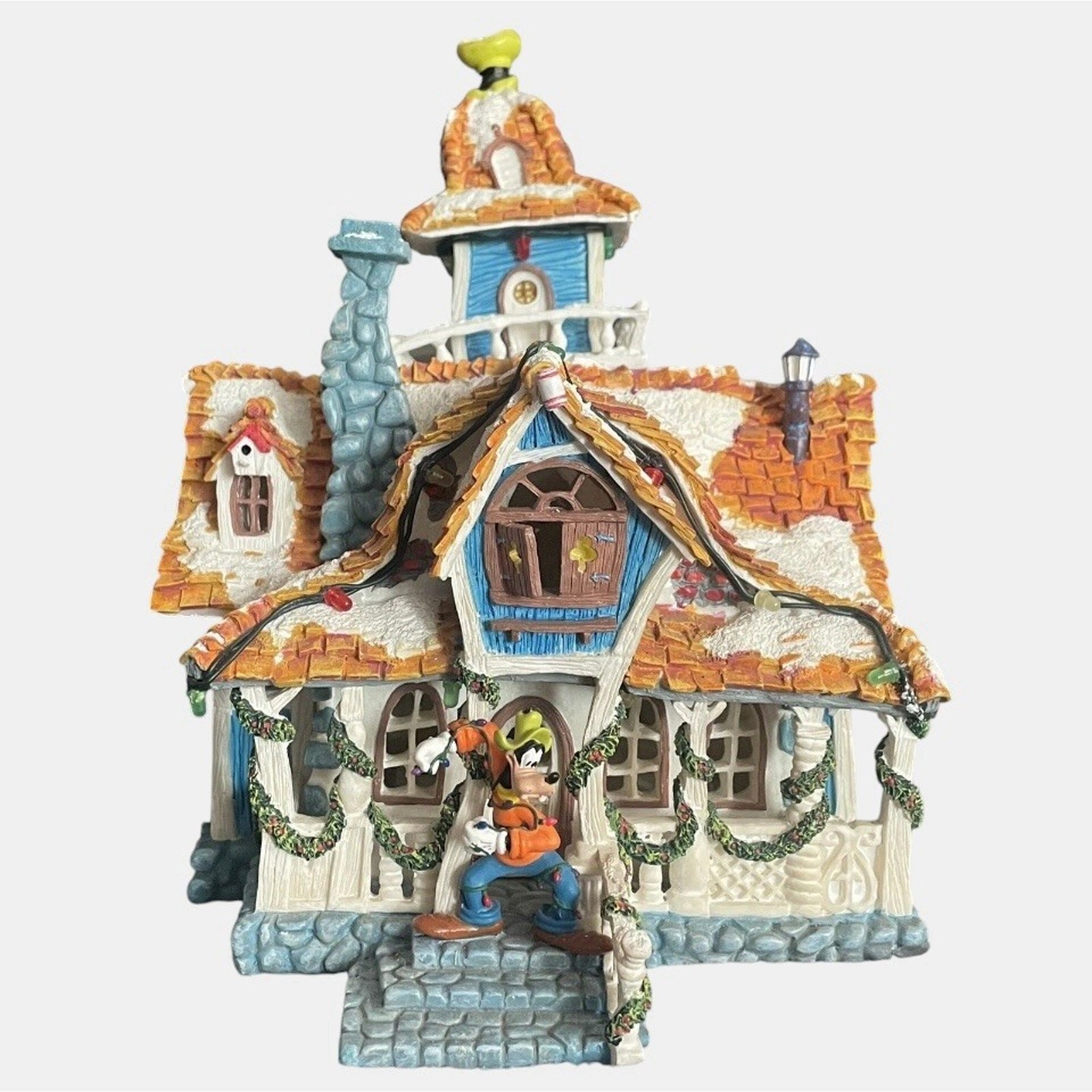Disney Parks Goofy Christmas Village House Figurine Holiday Cottage Decor Rare